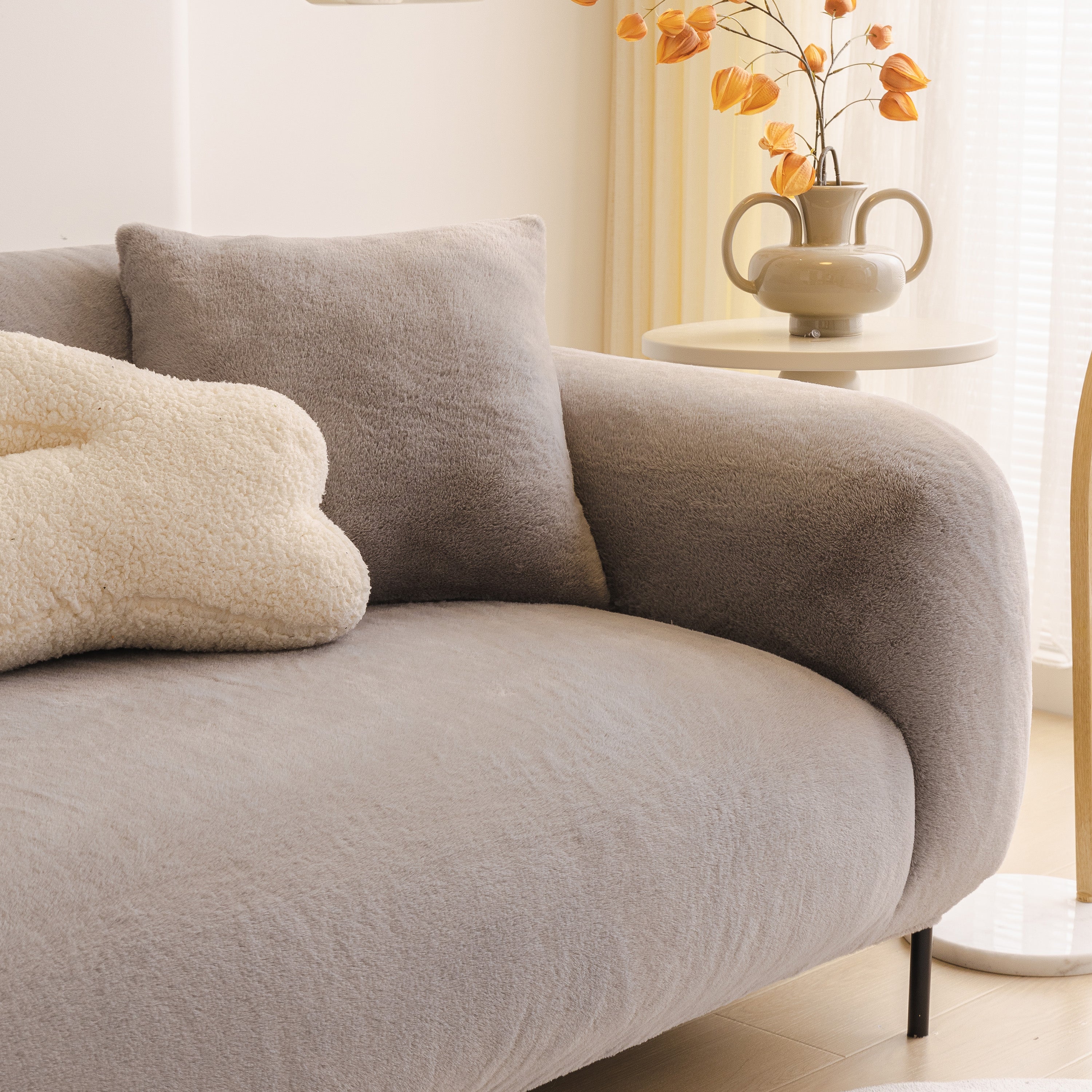 Soft Plush Warm Sofa Cover Stretchable Cozy Velvet Couch Protector for Fall & Winter - Image 77
