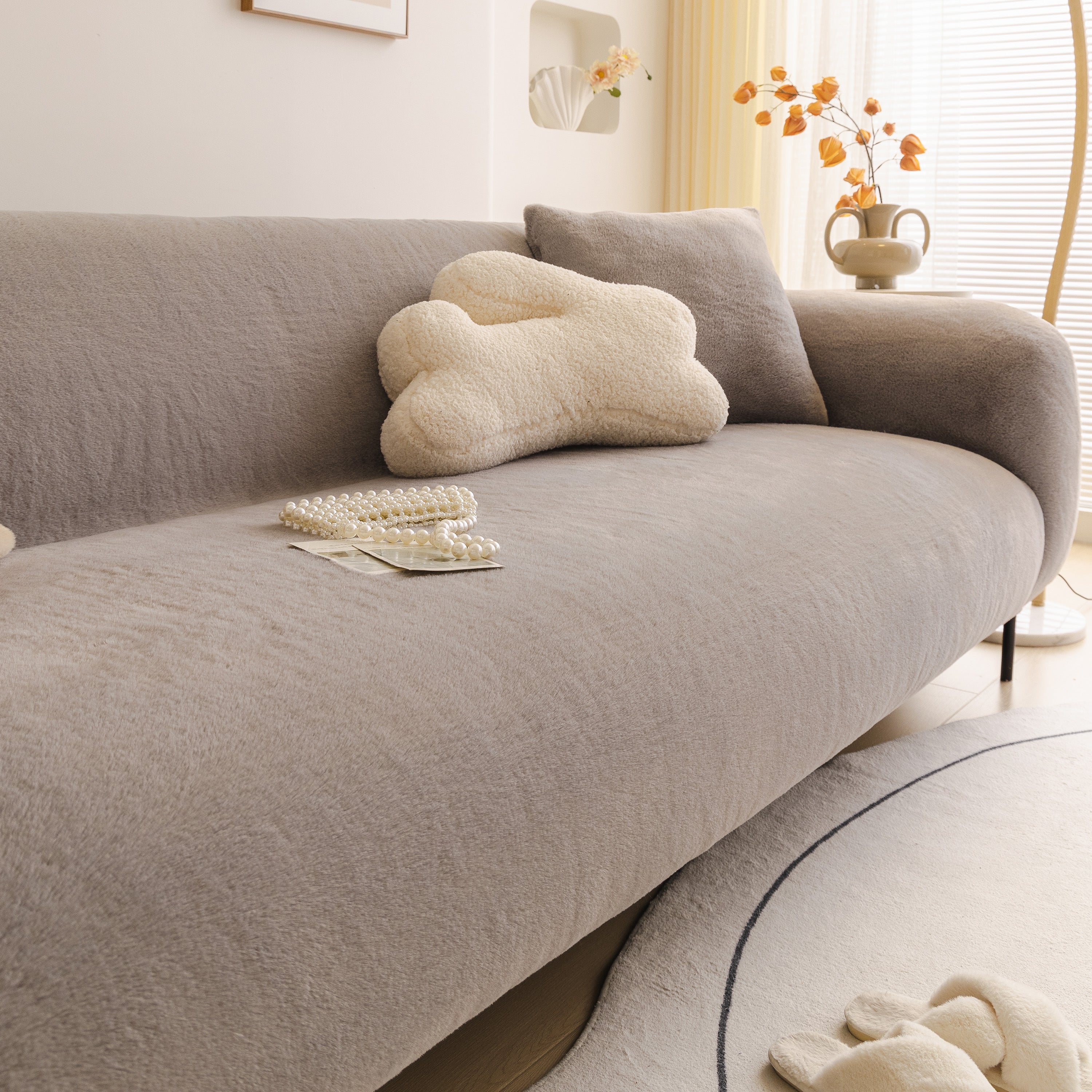 Soft Plush Warm Sofa Cover Stretchable Cozy Velvet Couch Protector for Fall & Winter - Image 85