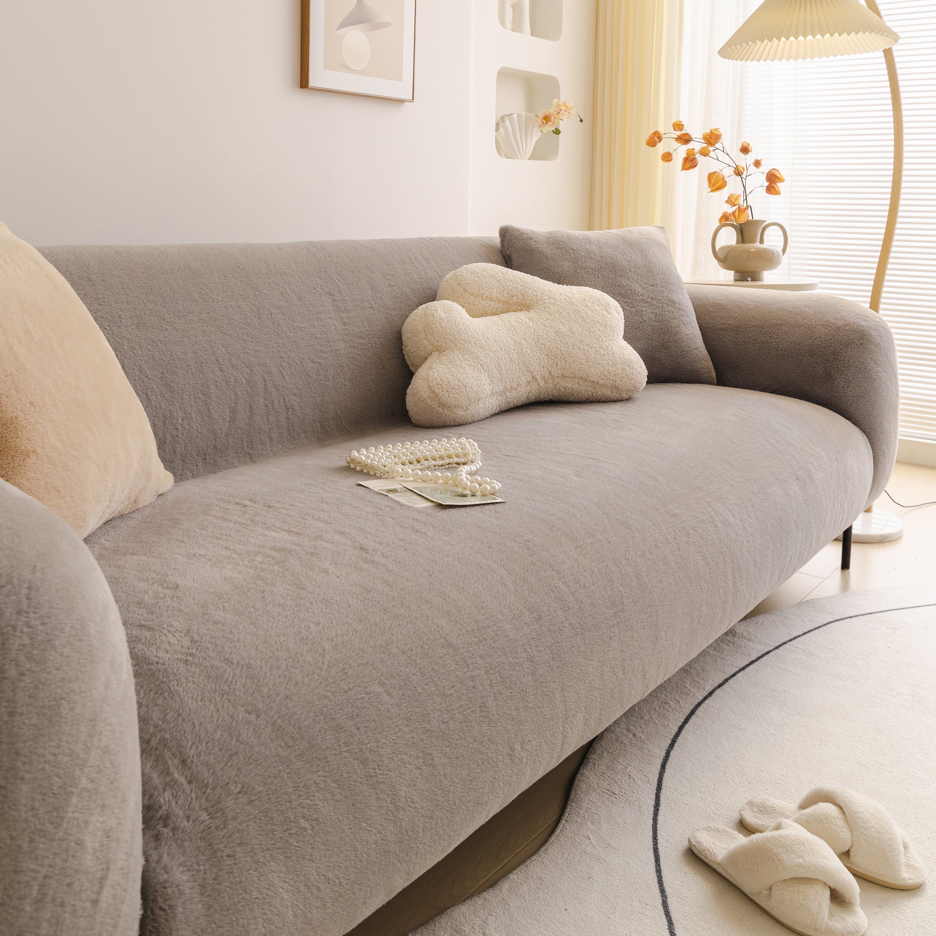 Soft Plush Warm Sofa Cover Stretchable Cozy Velvet Couch Protector for Fall & Winter - Image 87