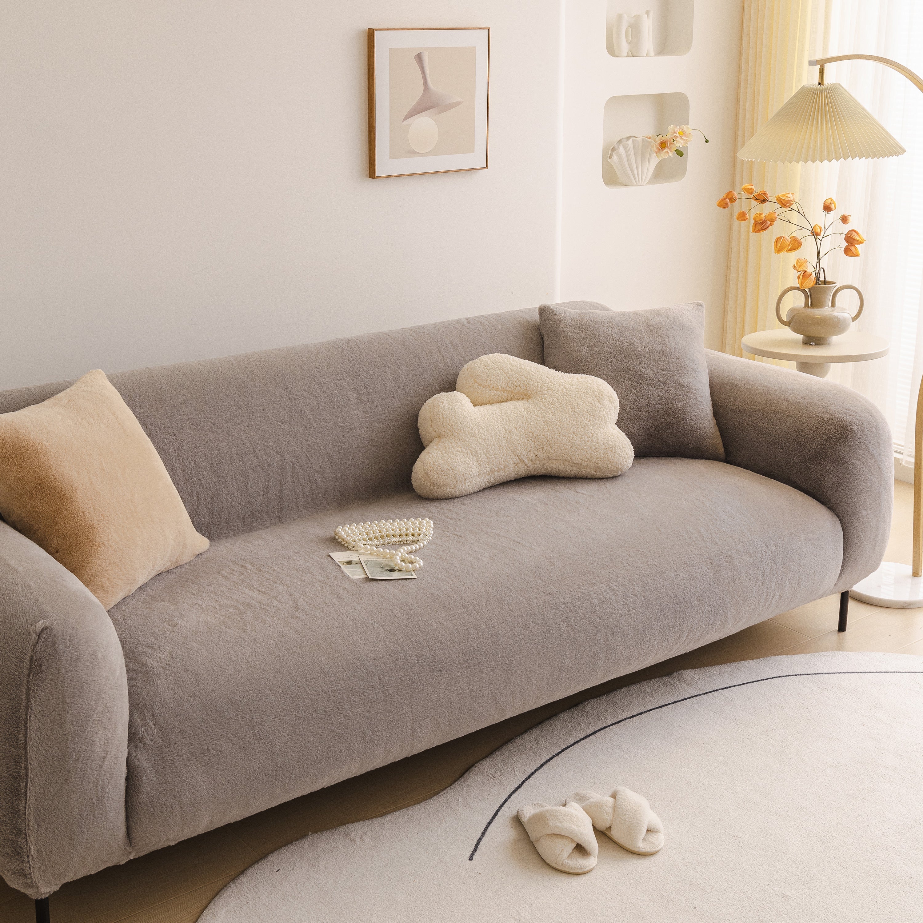 Soft Plush Warm Sofa Cover Stretchable Cozy Velvet Couch Protector for Fall & Winter - Image 88