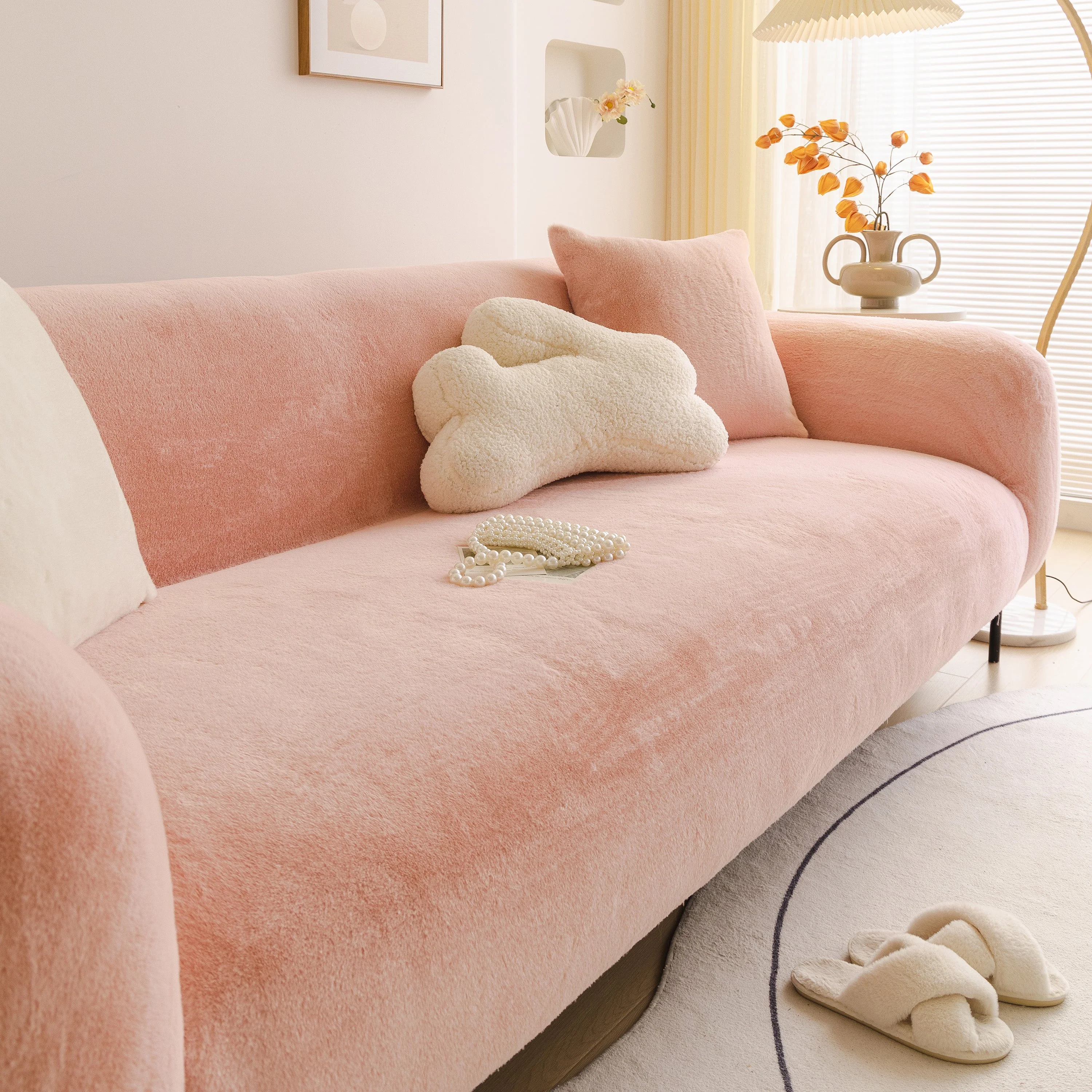 Soft Plush Warm Sofa Cover Stretchable Cozy Velvet Couch Protector for Fall & Winter - Image 9