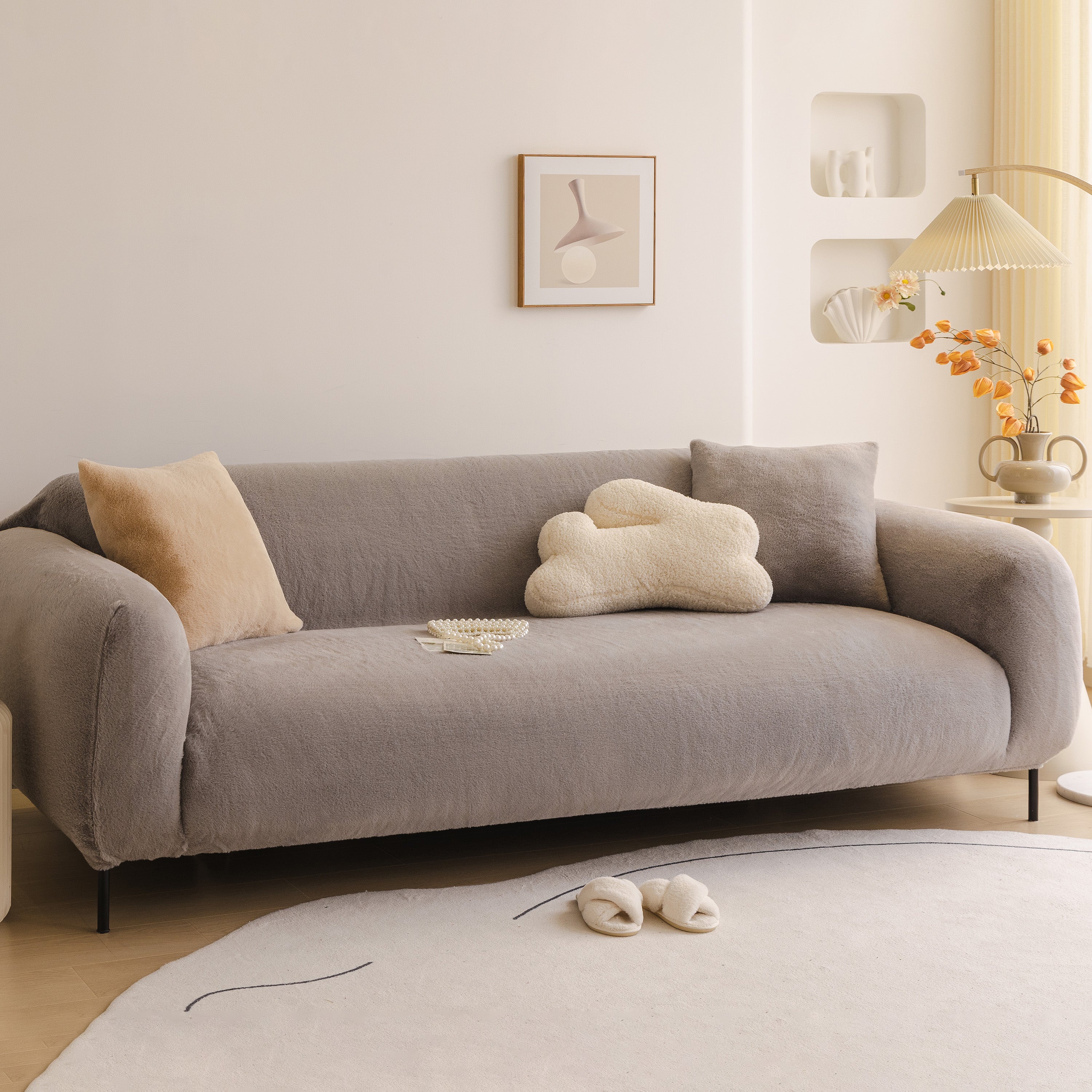 Soft Plush Warm Sofa Cover Stretchable Cozy Velvet Couch Protector for Fall & Winter - Image 95