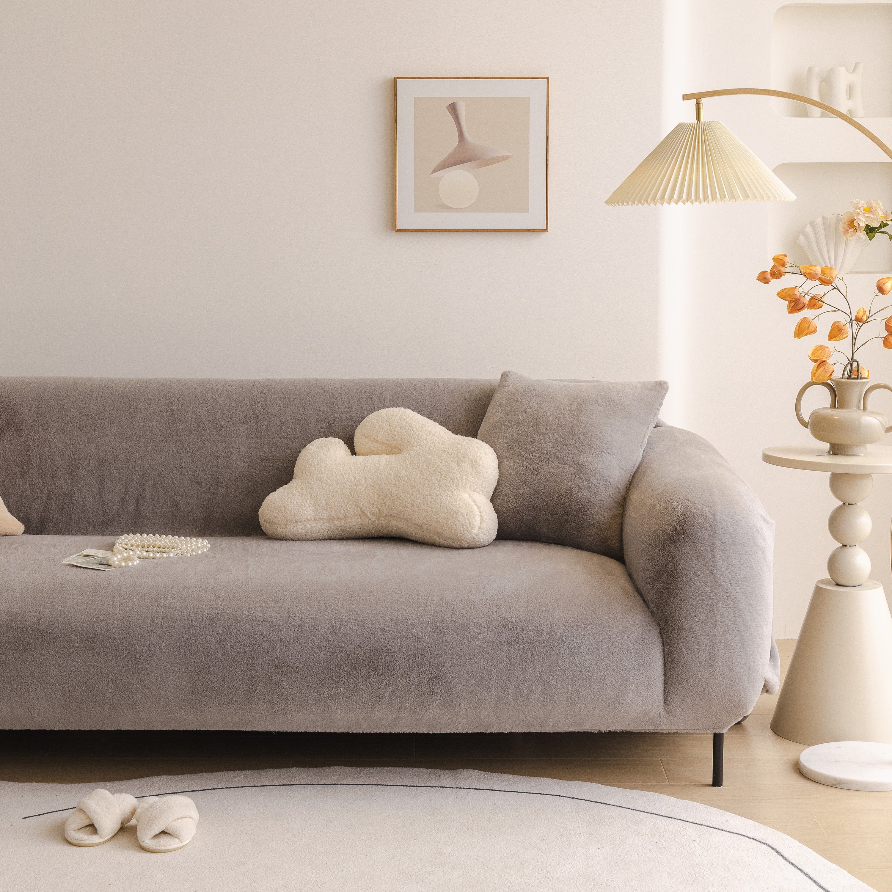 Soft Plush Warm Sofa Cover Stretchable Cozy Velvet Couch Protector for Fall & Winter - Image 97