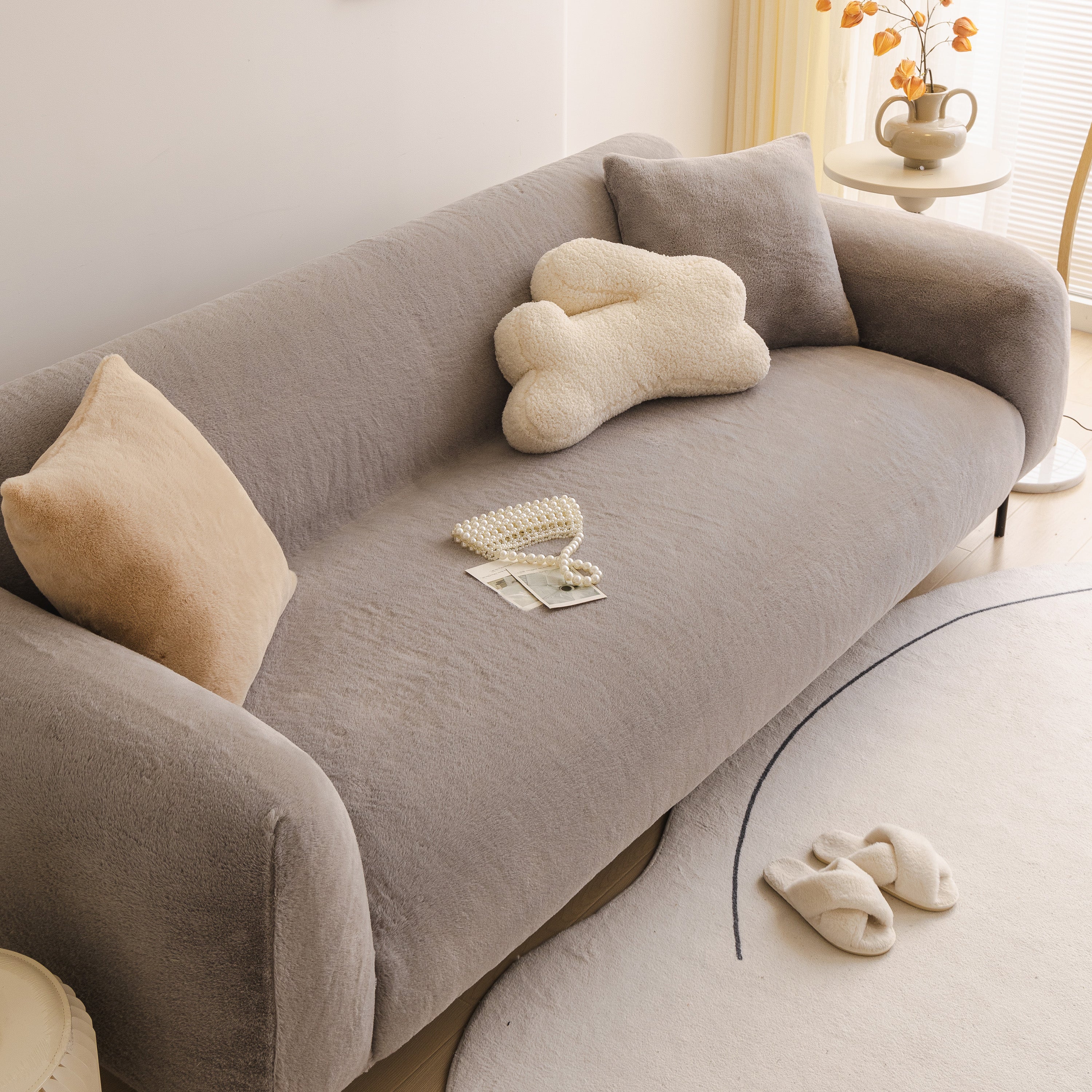 Soft Plush Warm Sofa Cover Stretchable Cozy Velvet Couch Protector for Fall & Winter - Image 99