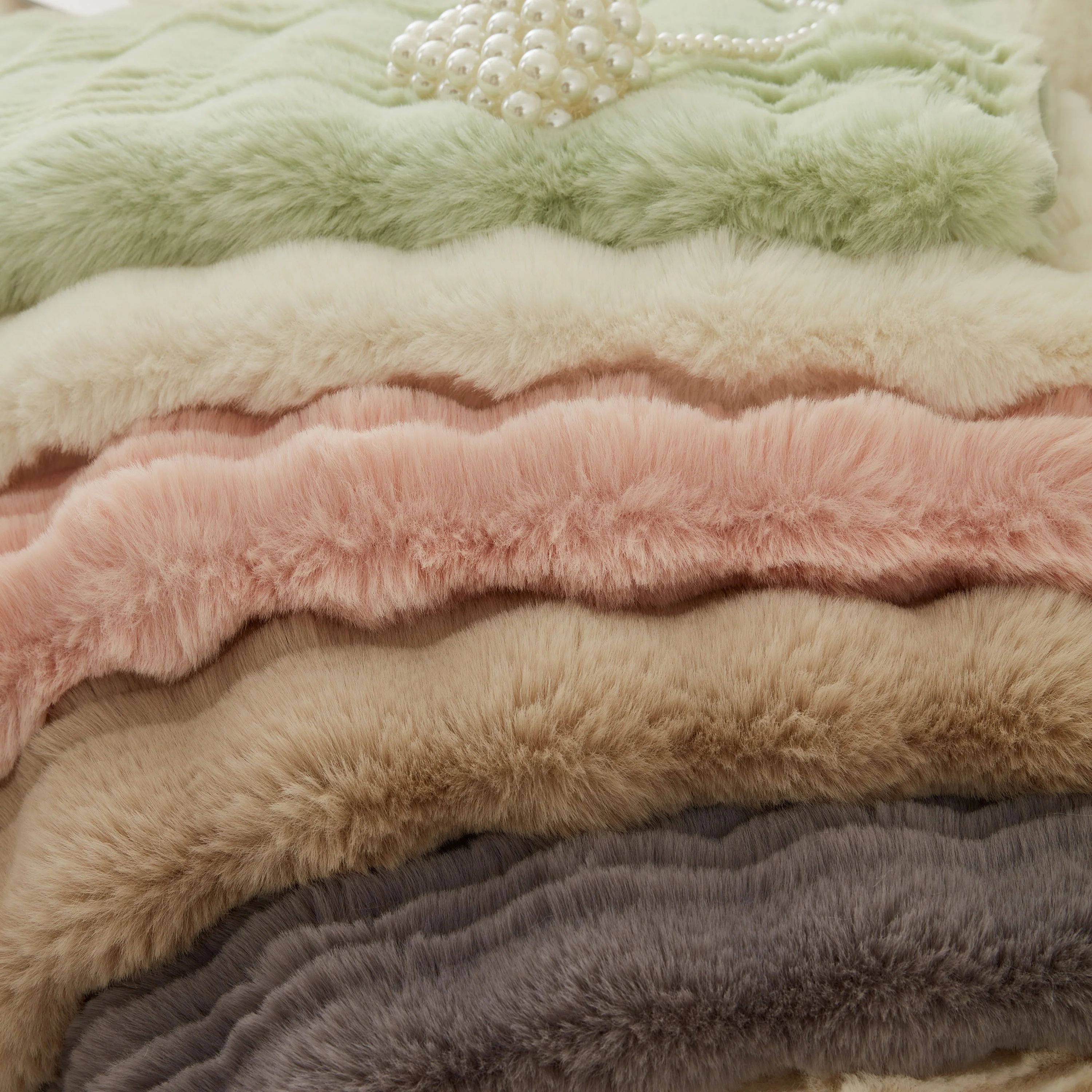 Soft Thick Faux Fur Sofa Cover Stripe Fluffy Fuzzy Non-Slip Washable Couch Covers - Image 4