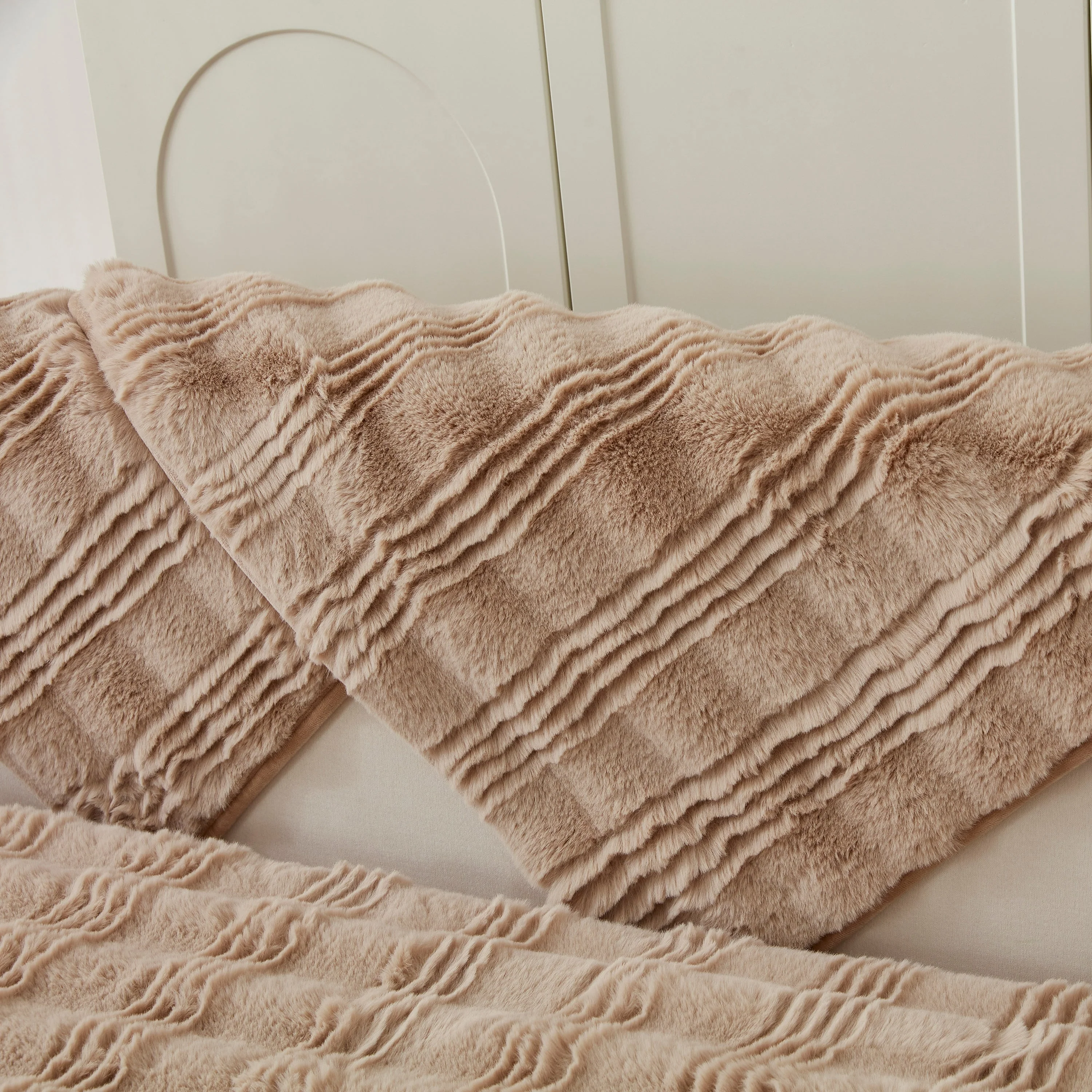 Soft Thick Faux Fur Sofa Cover Stripe Fluffy Fuzzy Non-Slip Washable Couch Covers - Image 41