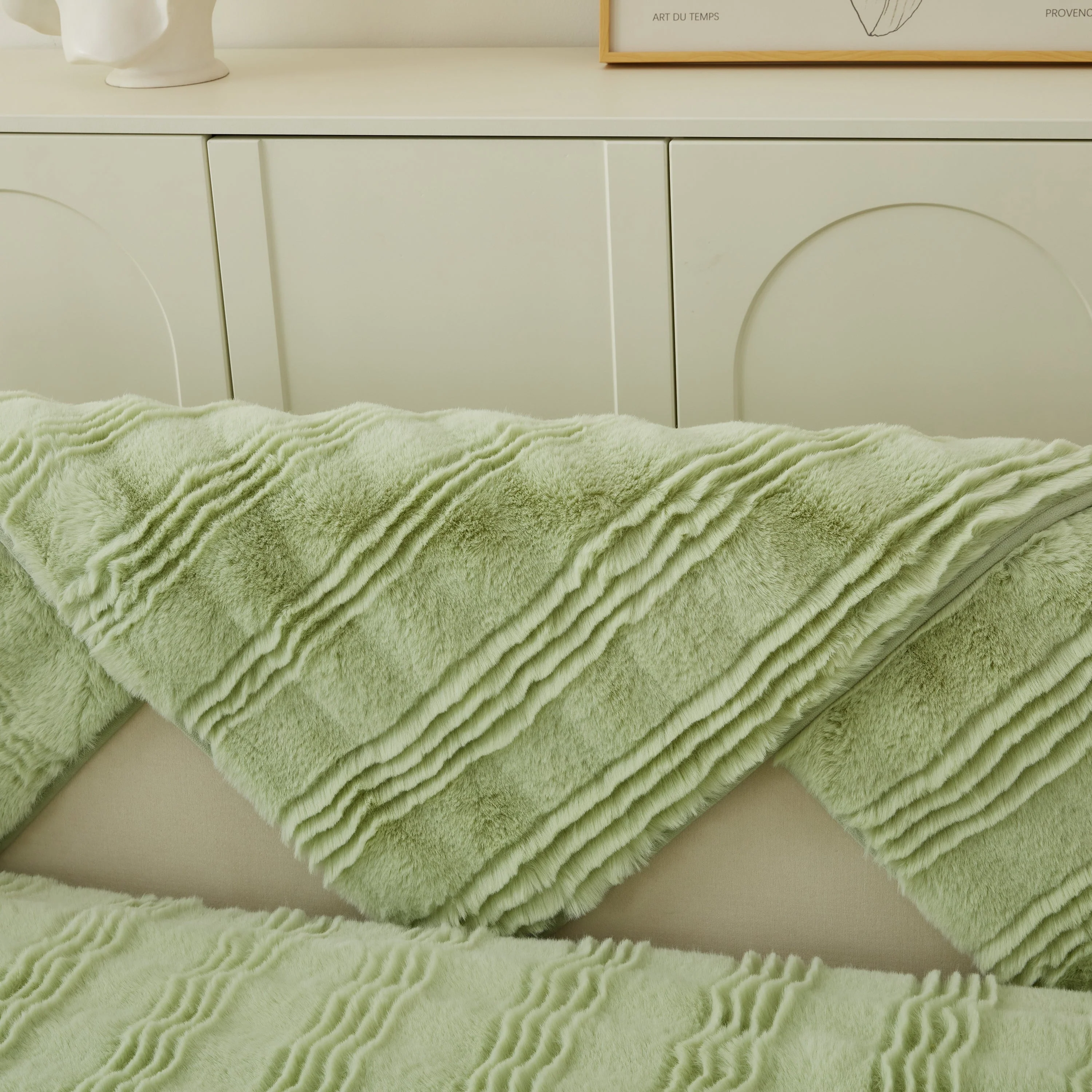 Soft Thick Faux Fur Sofa Cover Stripe Fluffy Fuzzy Non-Slip Washable Couch Covers - Image 59