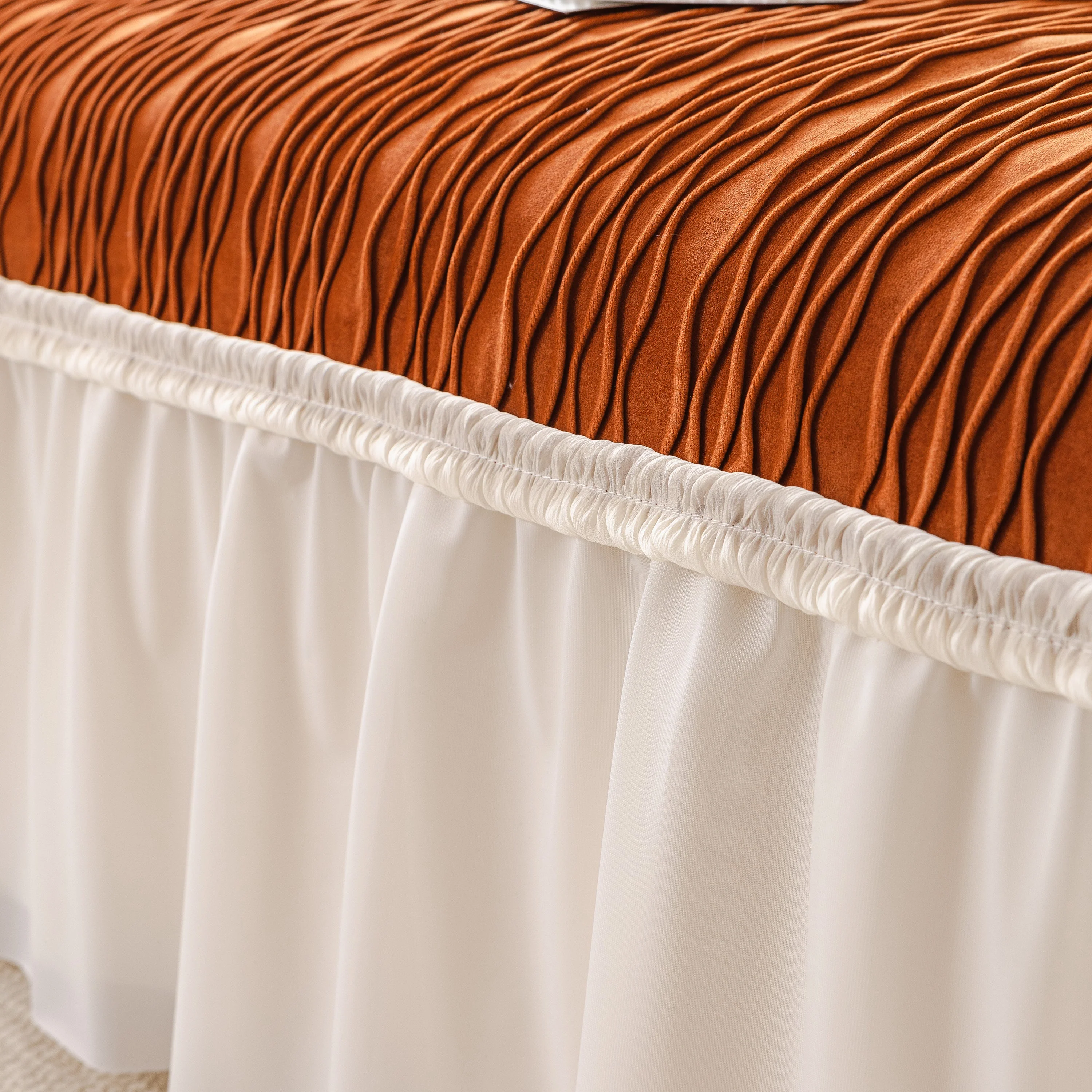Soft Warm Flannel Couch Cover Throw Blanket with French Flounce, Beautiful Furniture Throws for Sofas - Image 140