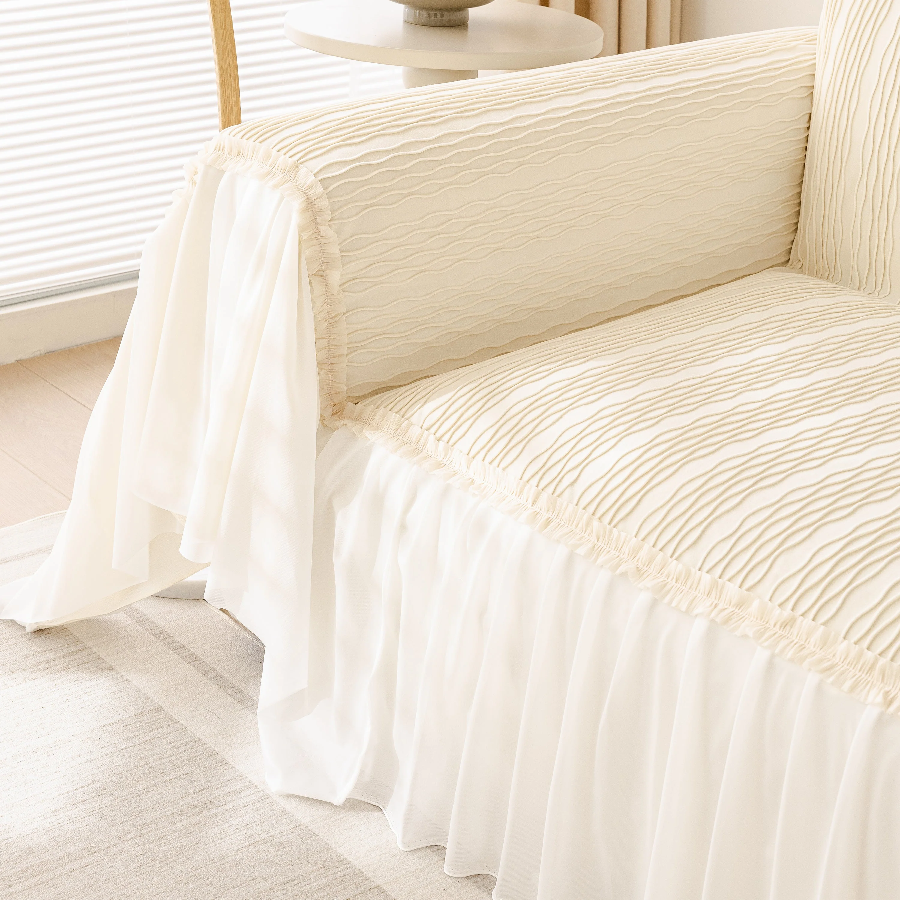 Soft Warm Flannel Couch Cover Throw Blanket with French Flounce, Beautiful Furniture Throws for Sofas - Image 3