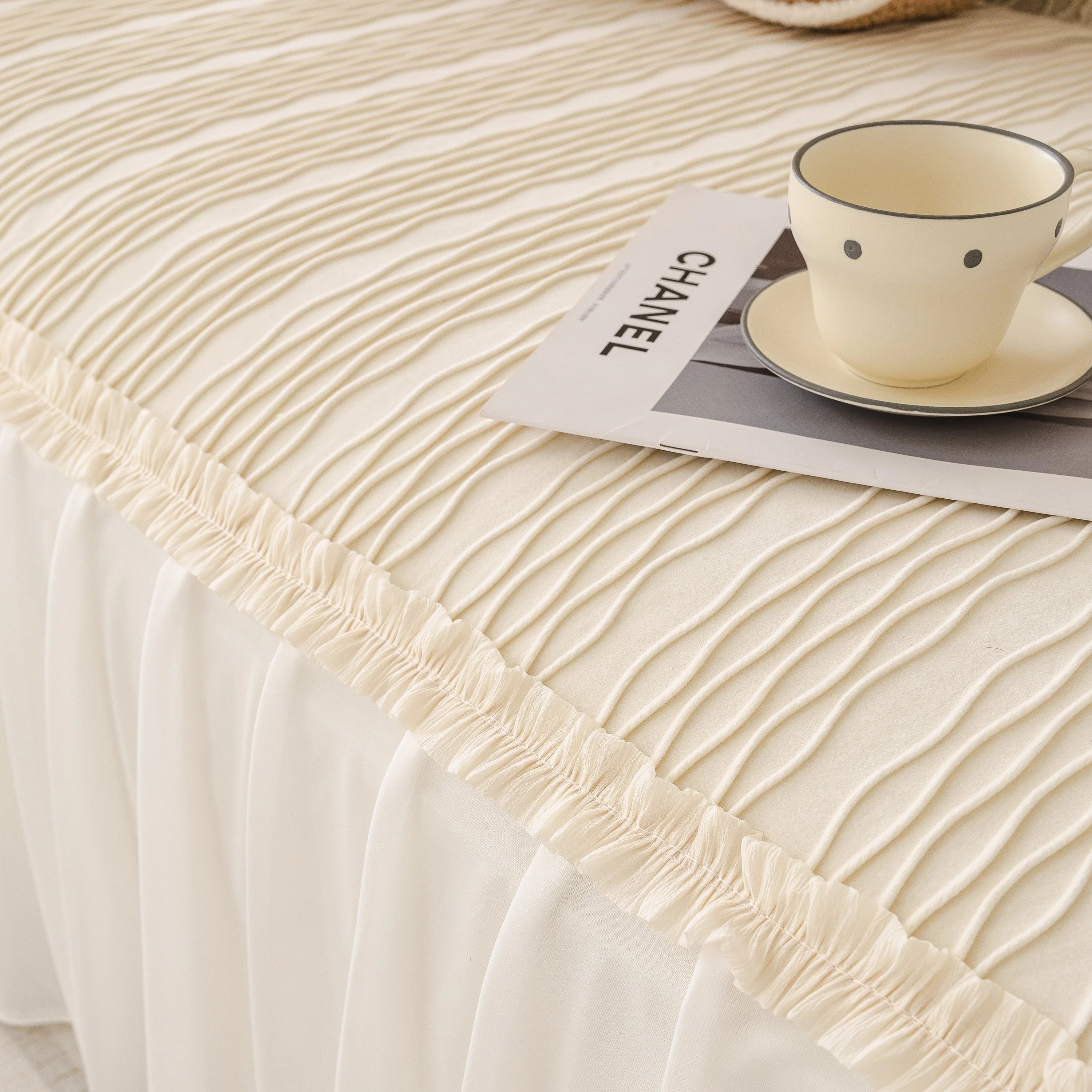 Soft Warm Flannel Couch Cover Throw Blanket with French Flounce, Beautiful Furniture Throws for Sofas - Image 42