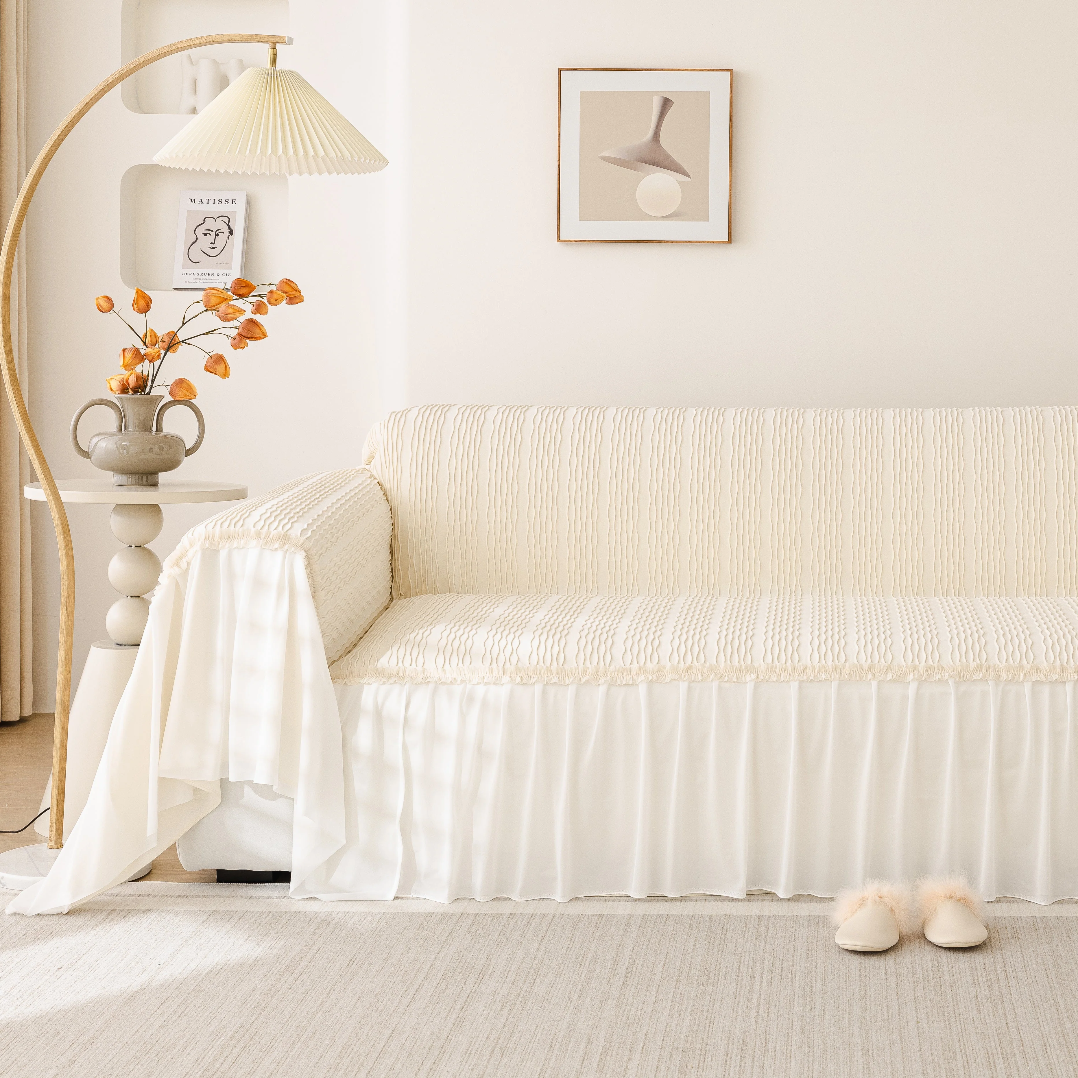 Soft Warm Flannel Couch Cover Throw Blanket with French Flounce, Beautiful Furniture Throws for Sofas - Image 7