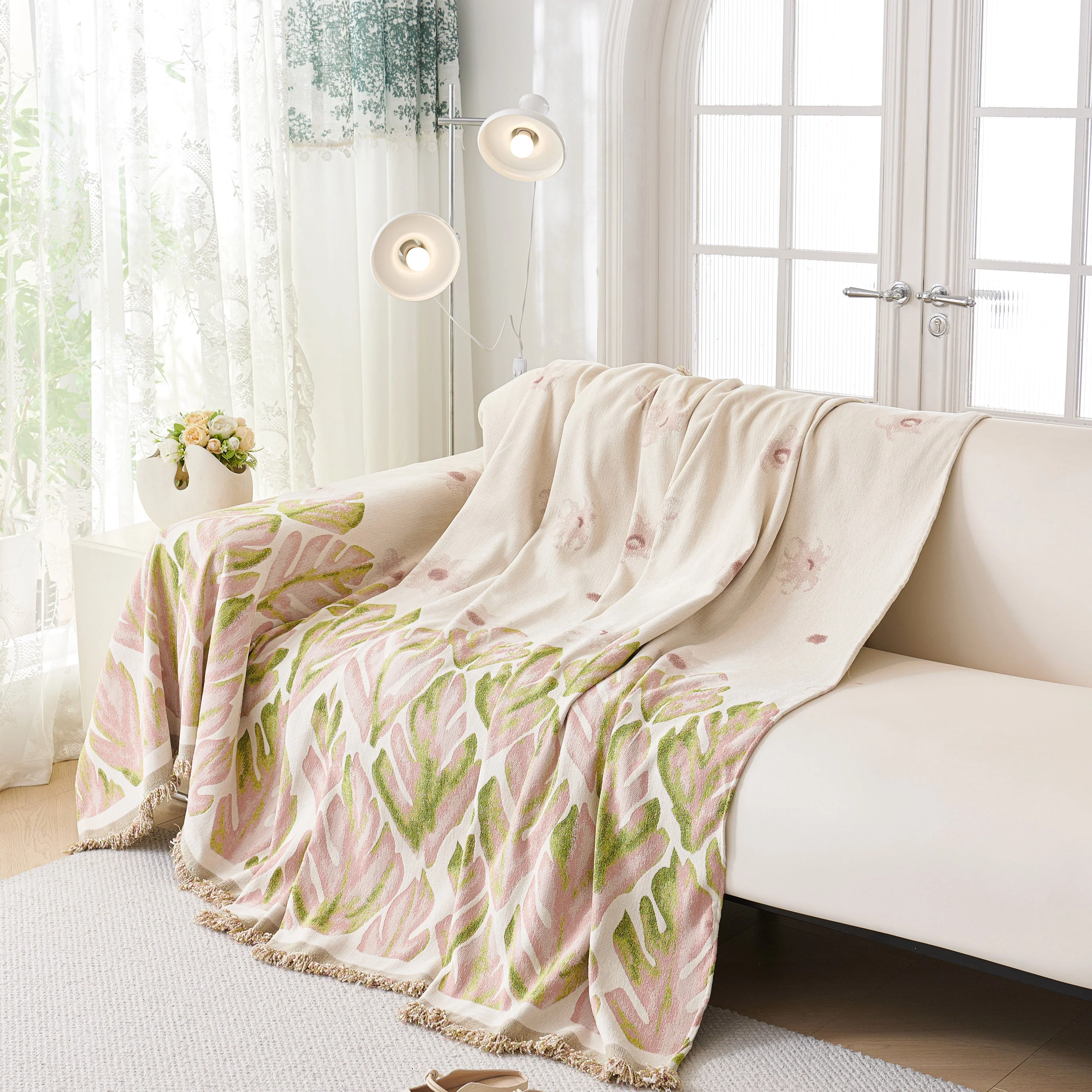 Soft Woven Leaf Couch Blanket, Pet-friendly Sectional Sofa Slipcover For Cats Dogs - Image 15