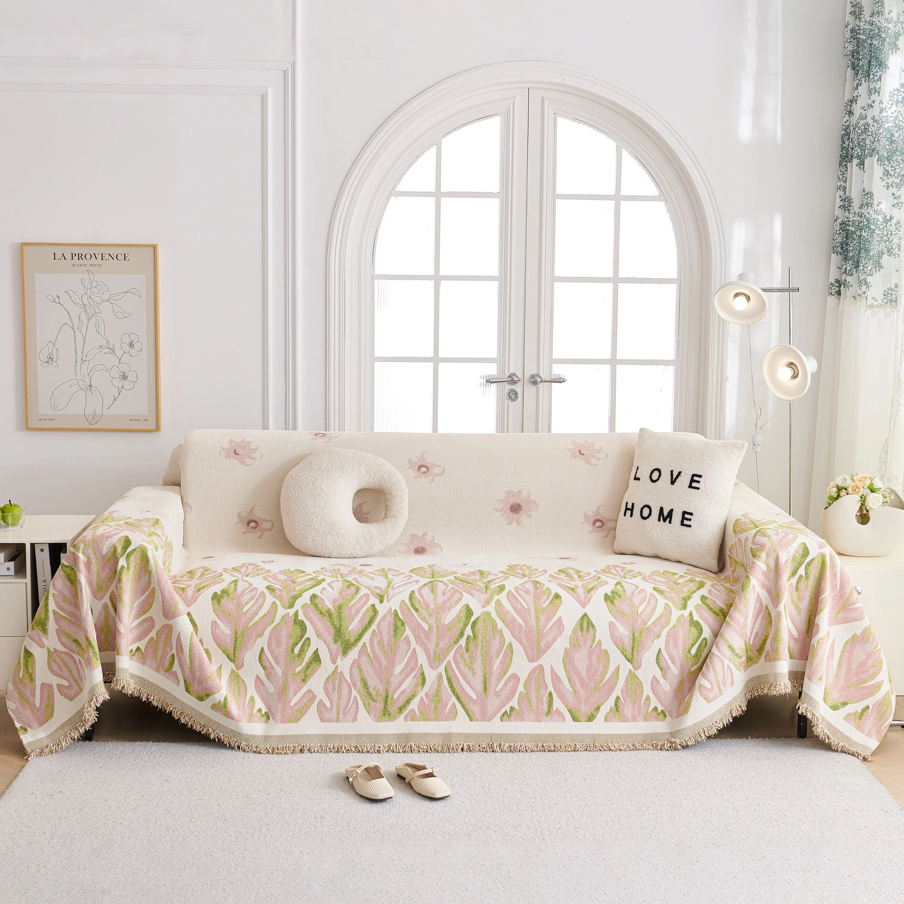 Soft Woven Leaf Couch Blanket, Pet-friendly Sectional Sofa Slipcover For Cats Dogs - Image 2