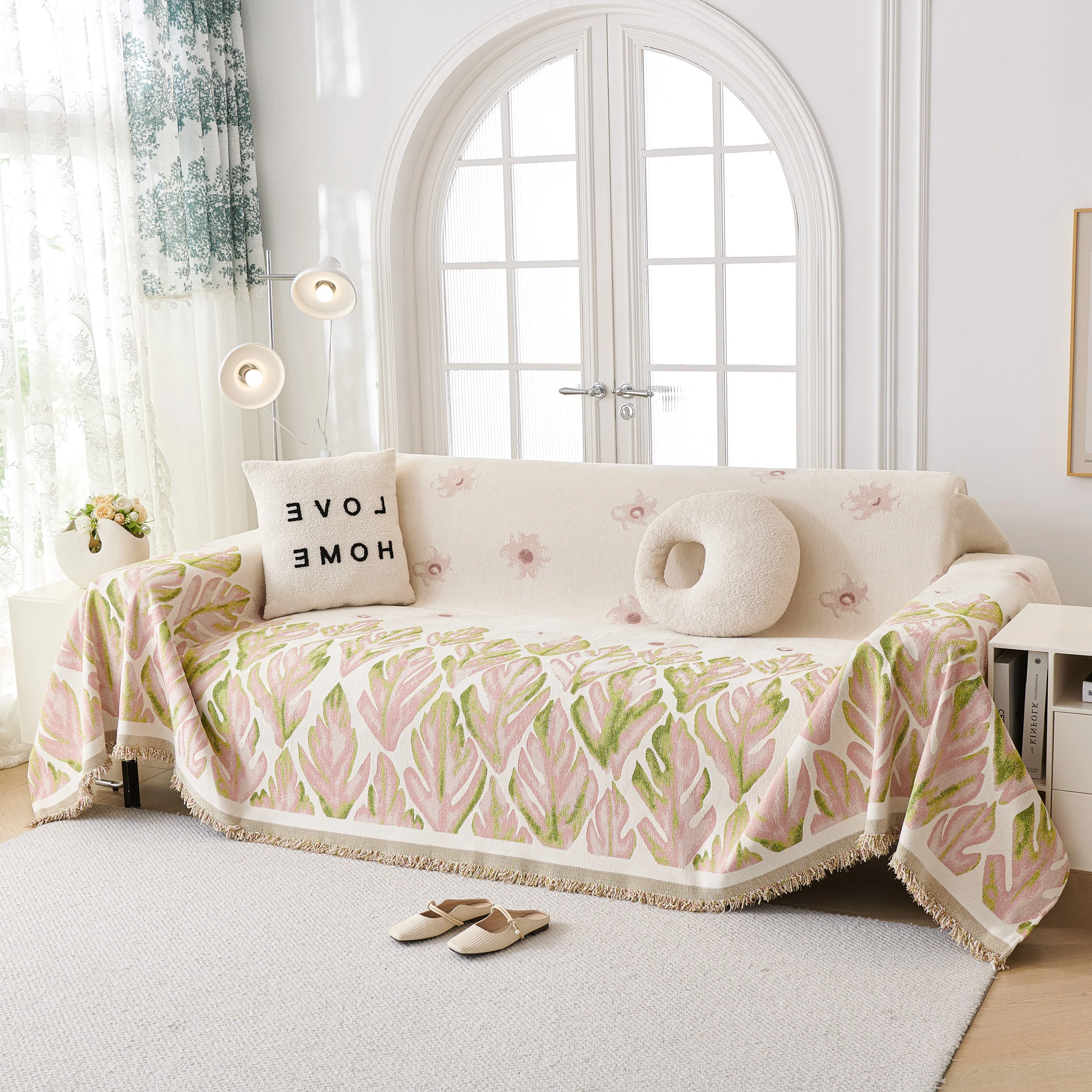 Soft Woven Leaf Couch Blanket, Pet-friendly Sectional Sofa Slipcover For Cats Dogs - Image 3