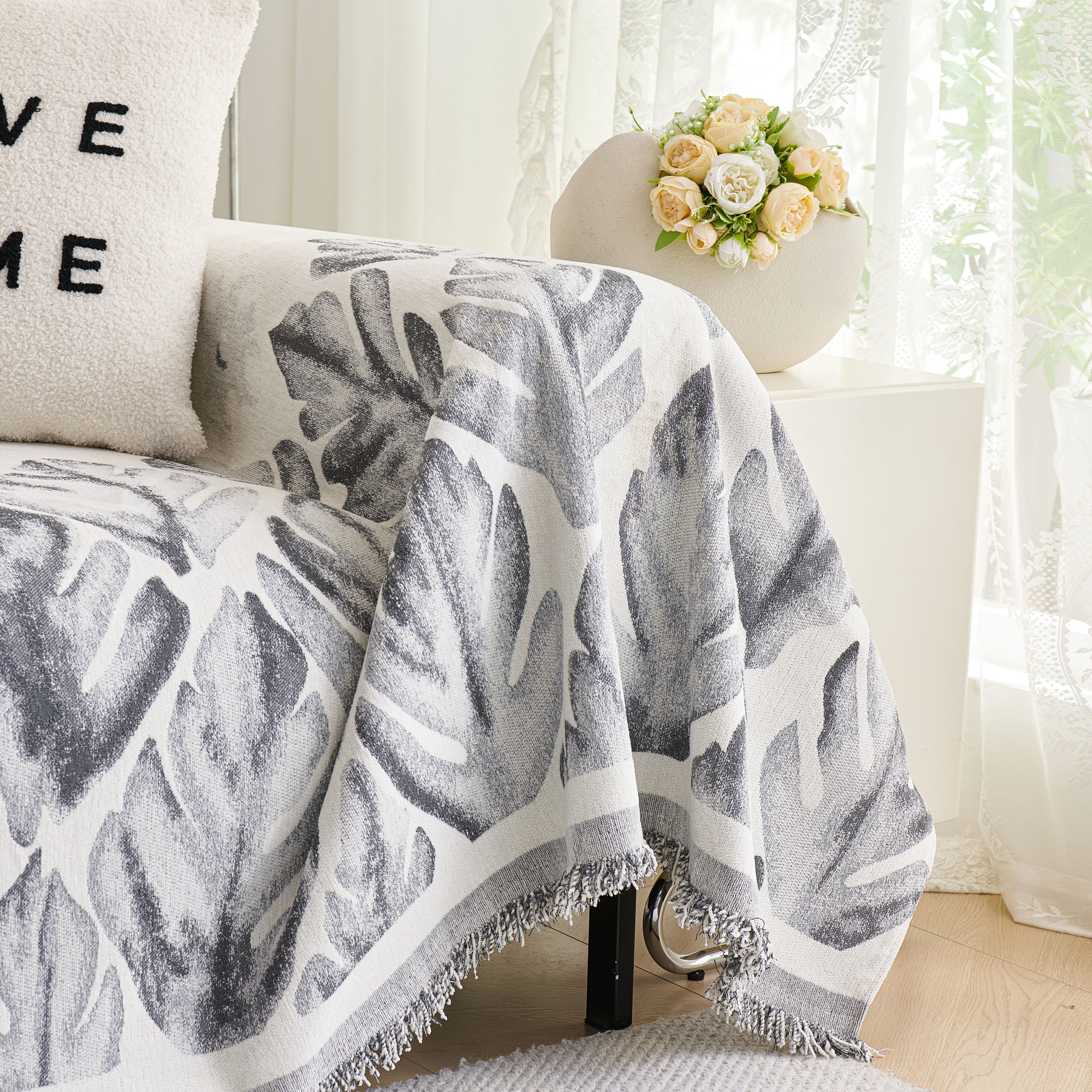 Soft Woven Leaf Couch Blanket, Pet-friendly Sectional Sofa Slipcover For Cats Dogs - Image 30