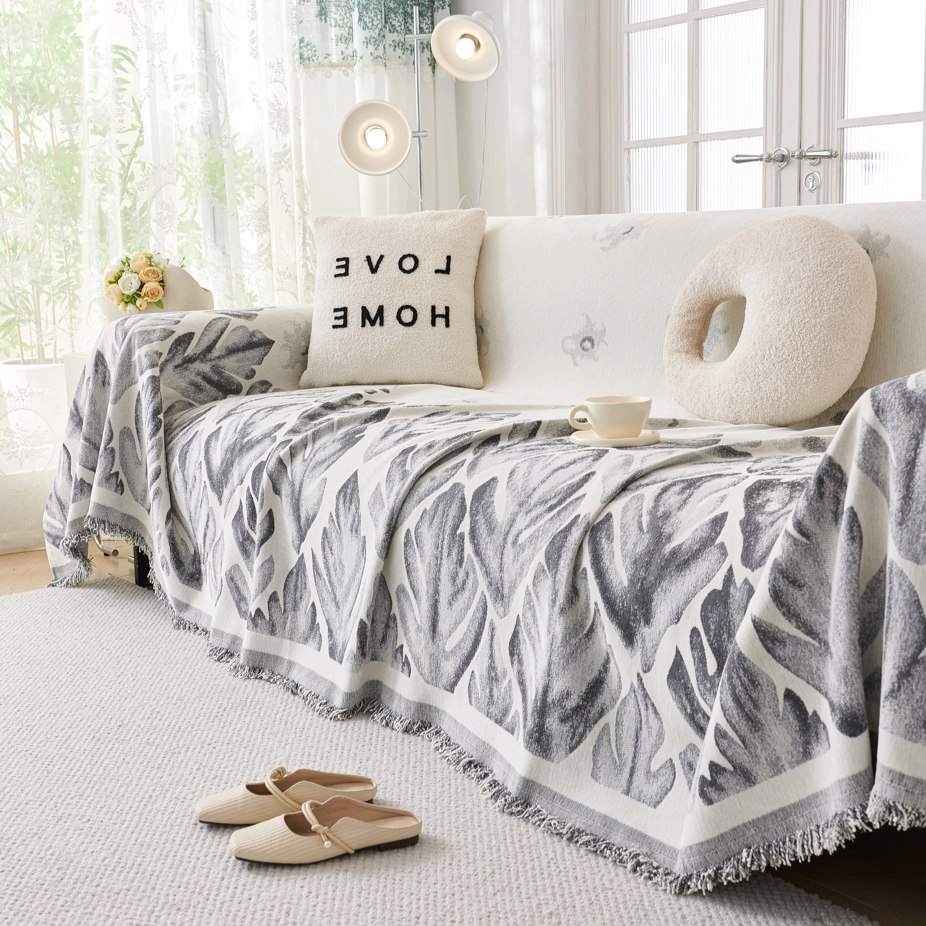Soft Woven Leaf Couch Blanket, Pet-friendly Sectional Sofa Slipcover For Cats Dogs - Image 34