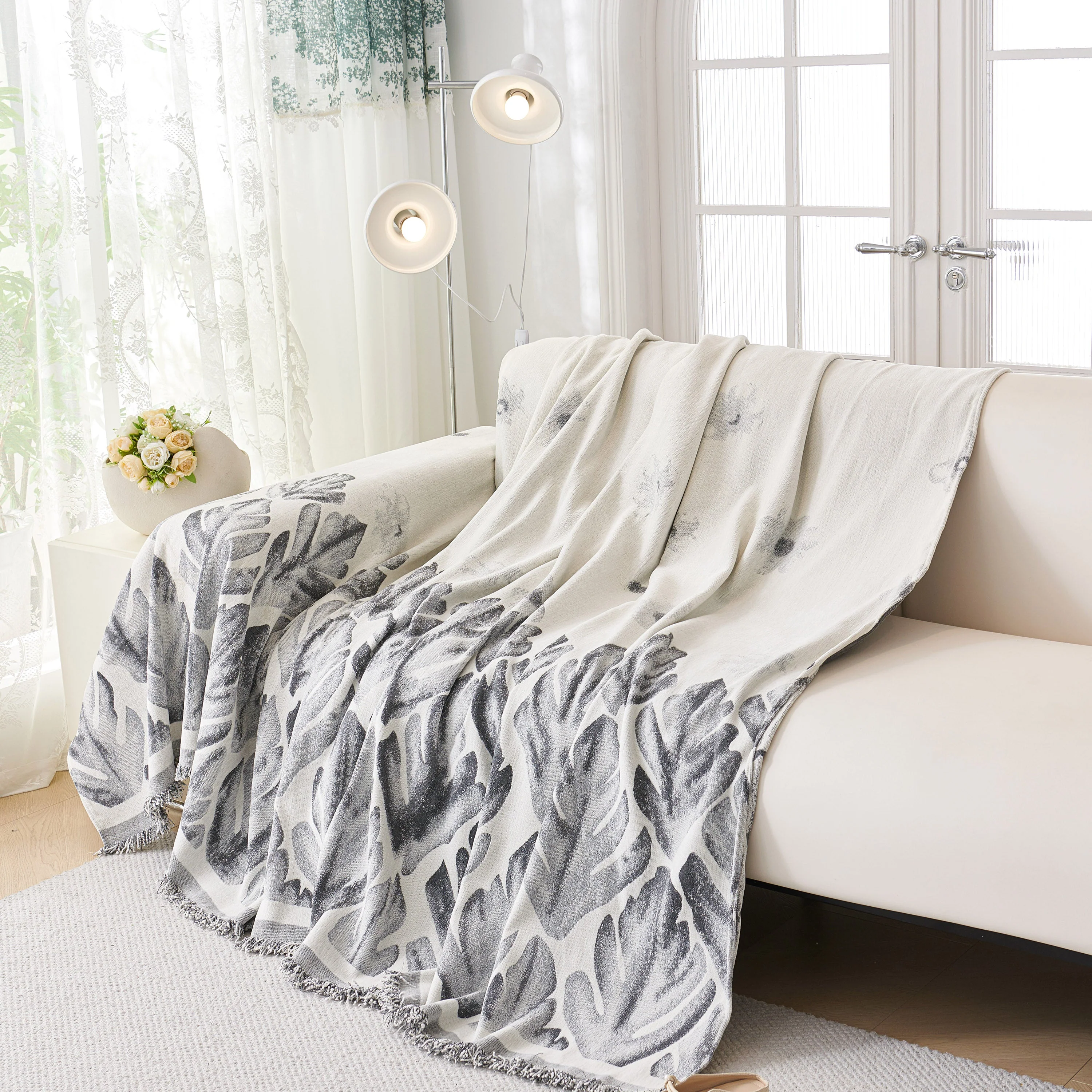 Soft Woven Leaf Couch Blanket, Pet-friendly Sectional Sofa Slipcover For Cats Dogs - Image 37