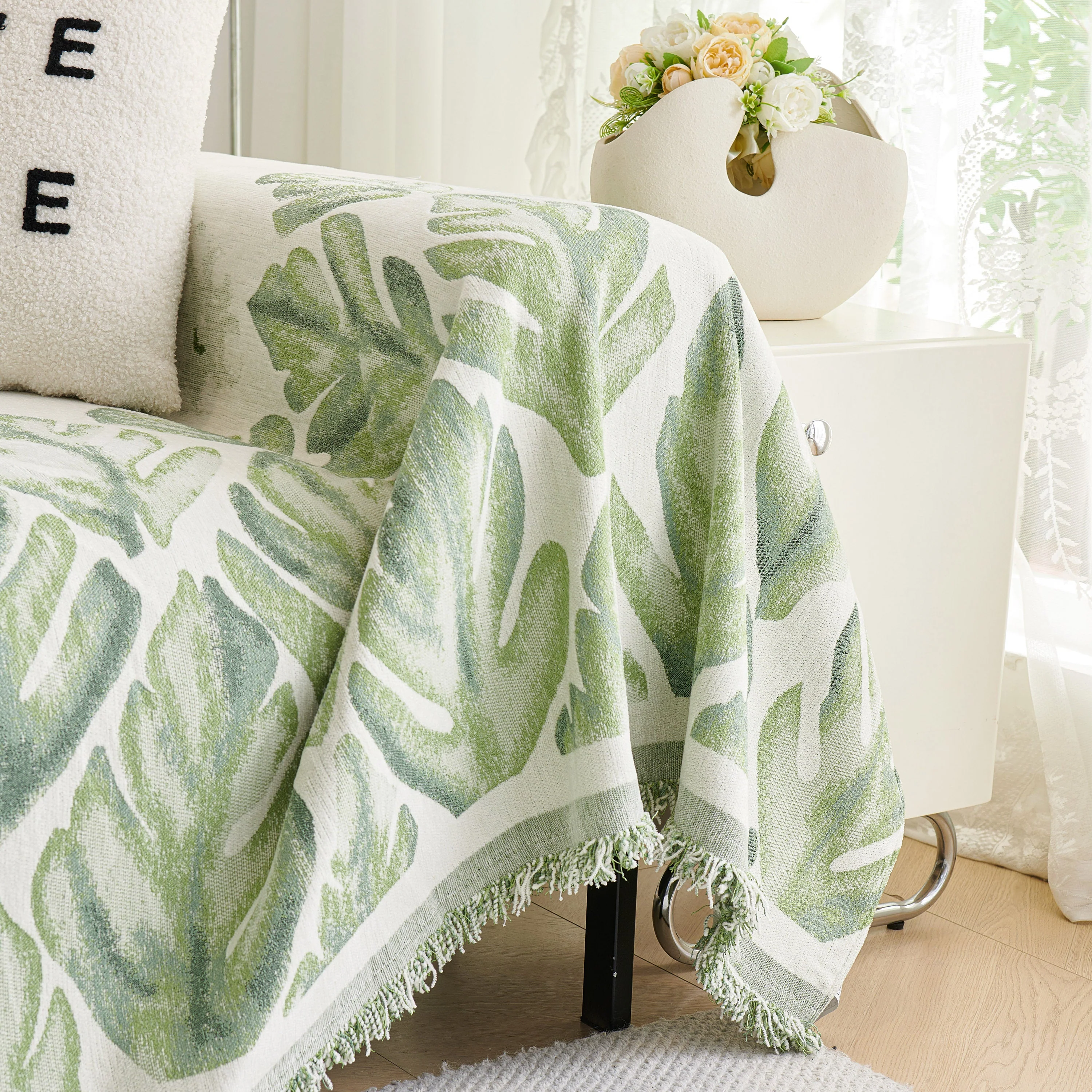 Soft Woven Leaf Couch Blanket, Pet-friendly Sectional Sofa Slipcover For Cats Dogs - Image 53