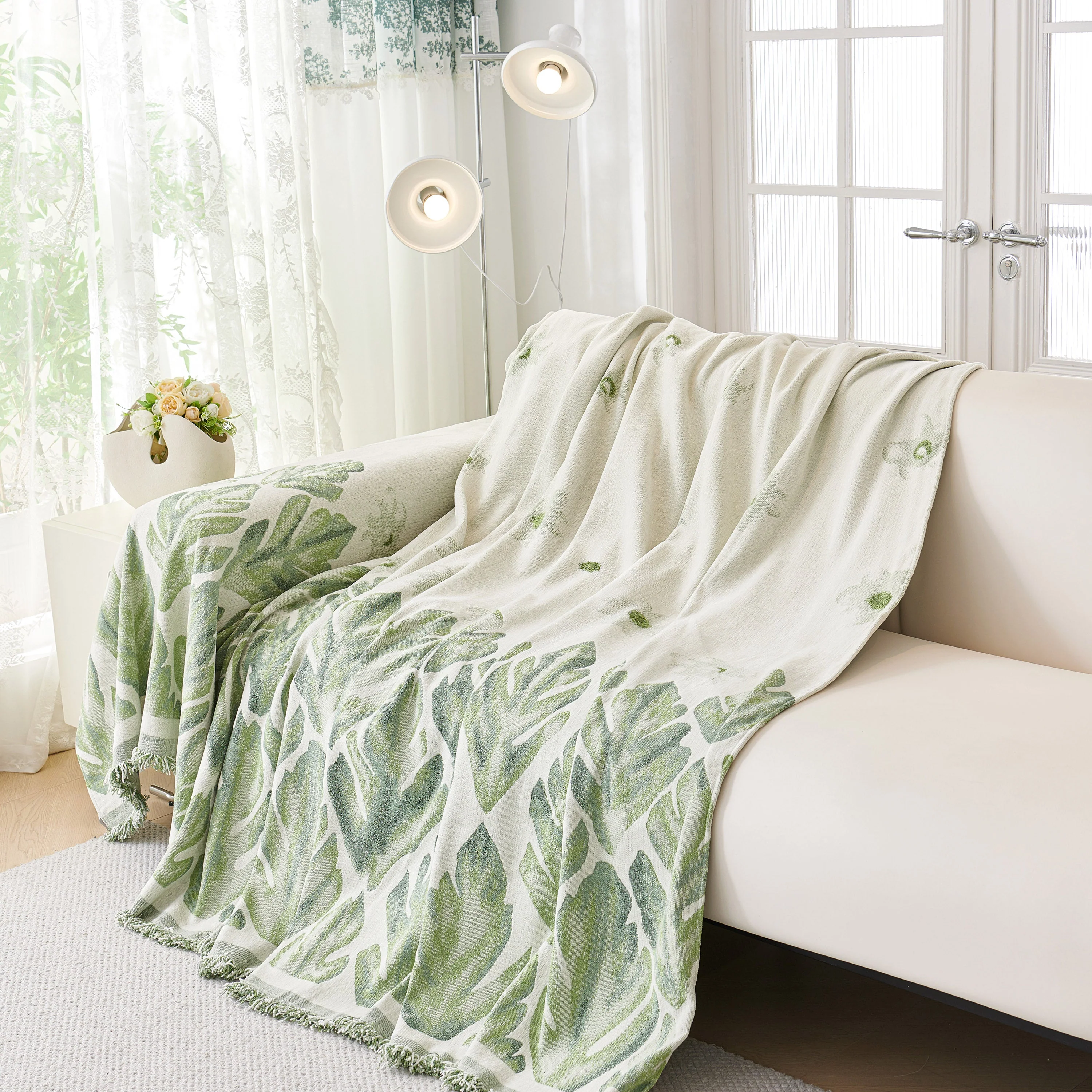 Soft Woven Leaf Couch Blanket, Pet-friendly Sectional Sofa Slipcover For Cats Dogs - Image 60