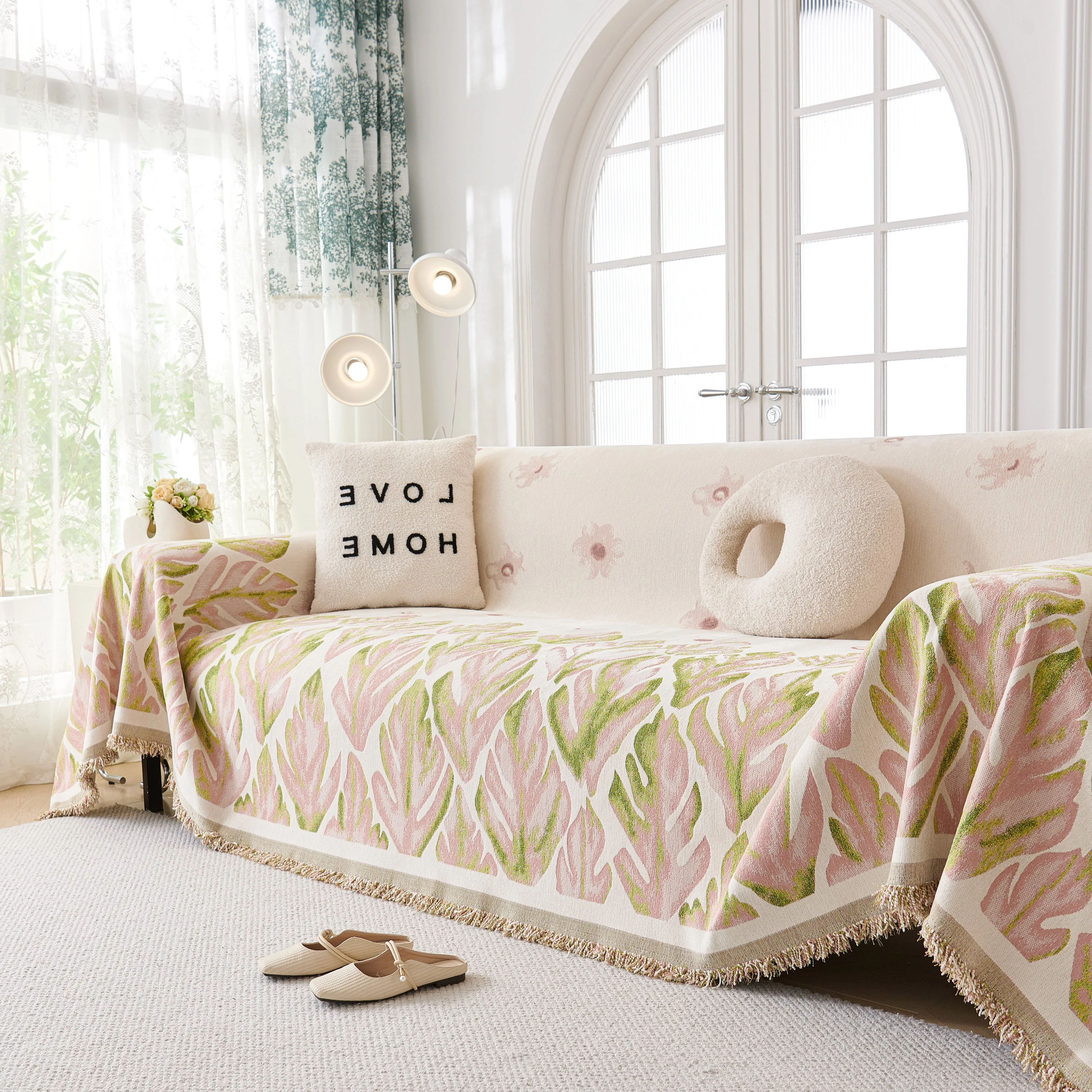 Soft Woven Leaf Couch Blanket, Pet-friendly Sectional Sofa Slipcover For Cats Dogs - Image 7