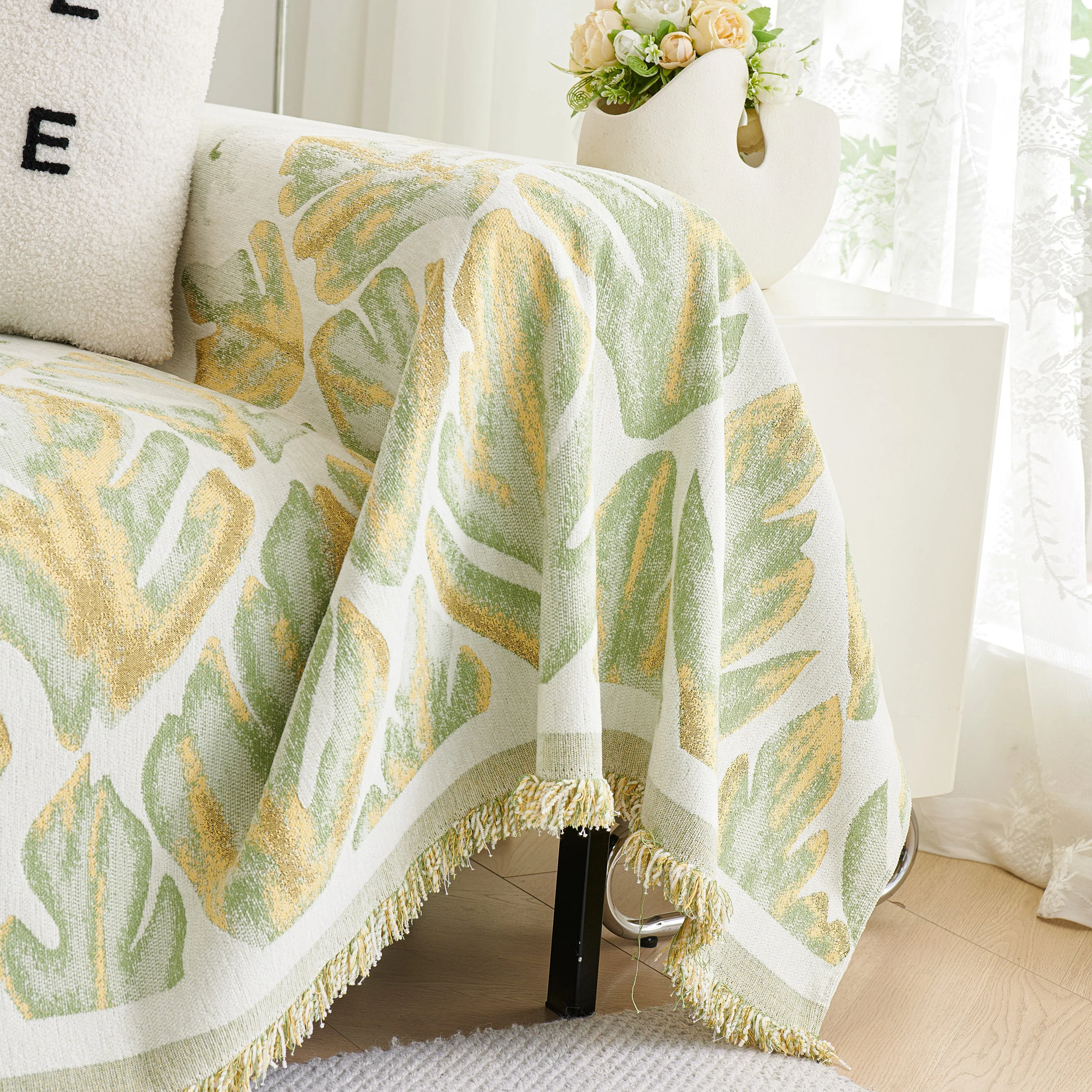 Soft Woven Leaf Couch Blanket, Pet-friendly Sectional Sofa Slipcover For Cats Dogs - Image 77