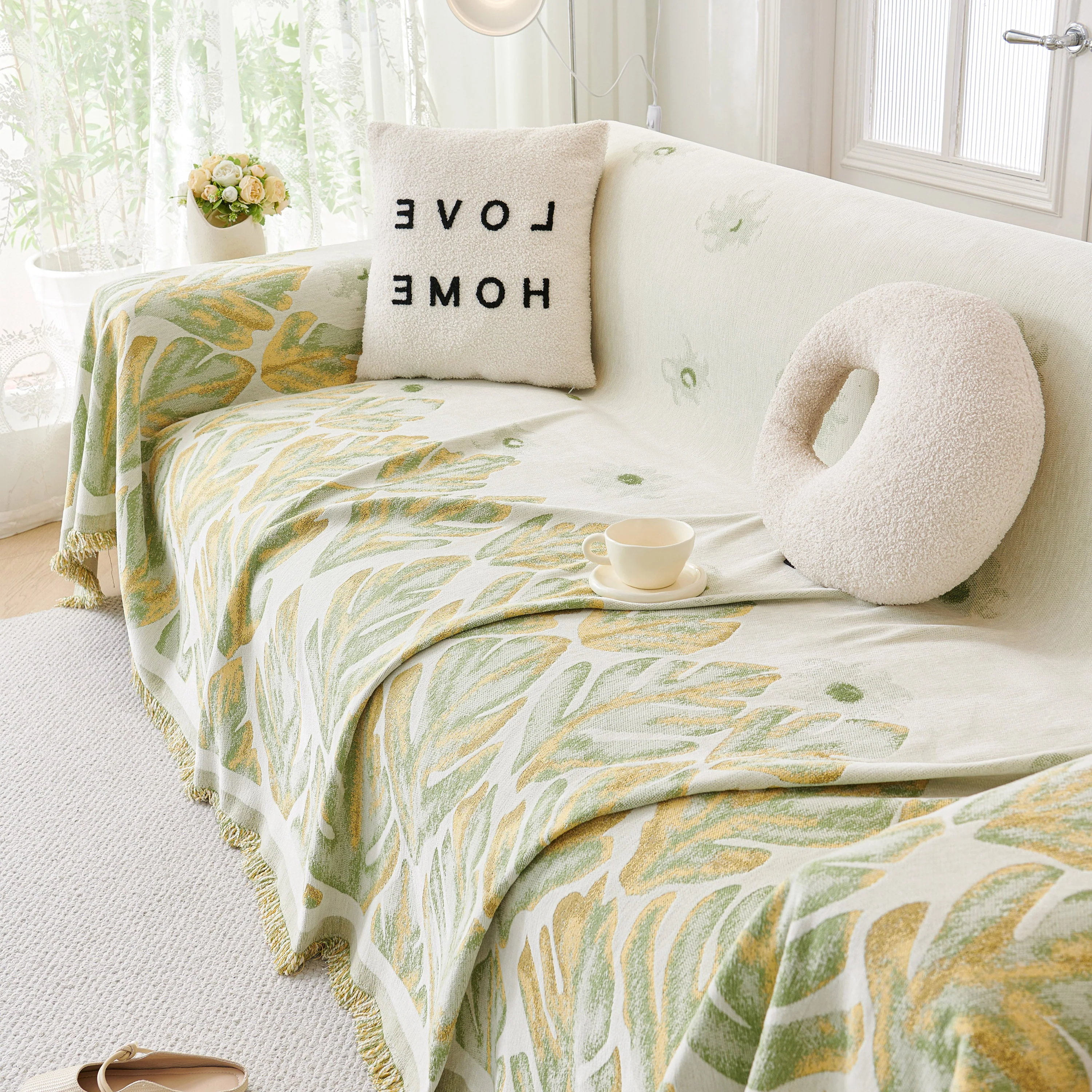 Soft Woven Leaf Couch Blanket, Pet-friendly Sectional Sofa Slipcover For Cats Dogs - Image 81