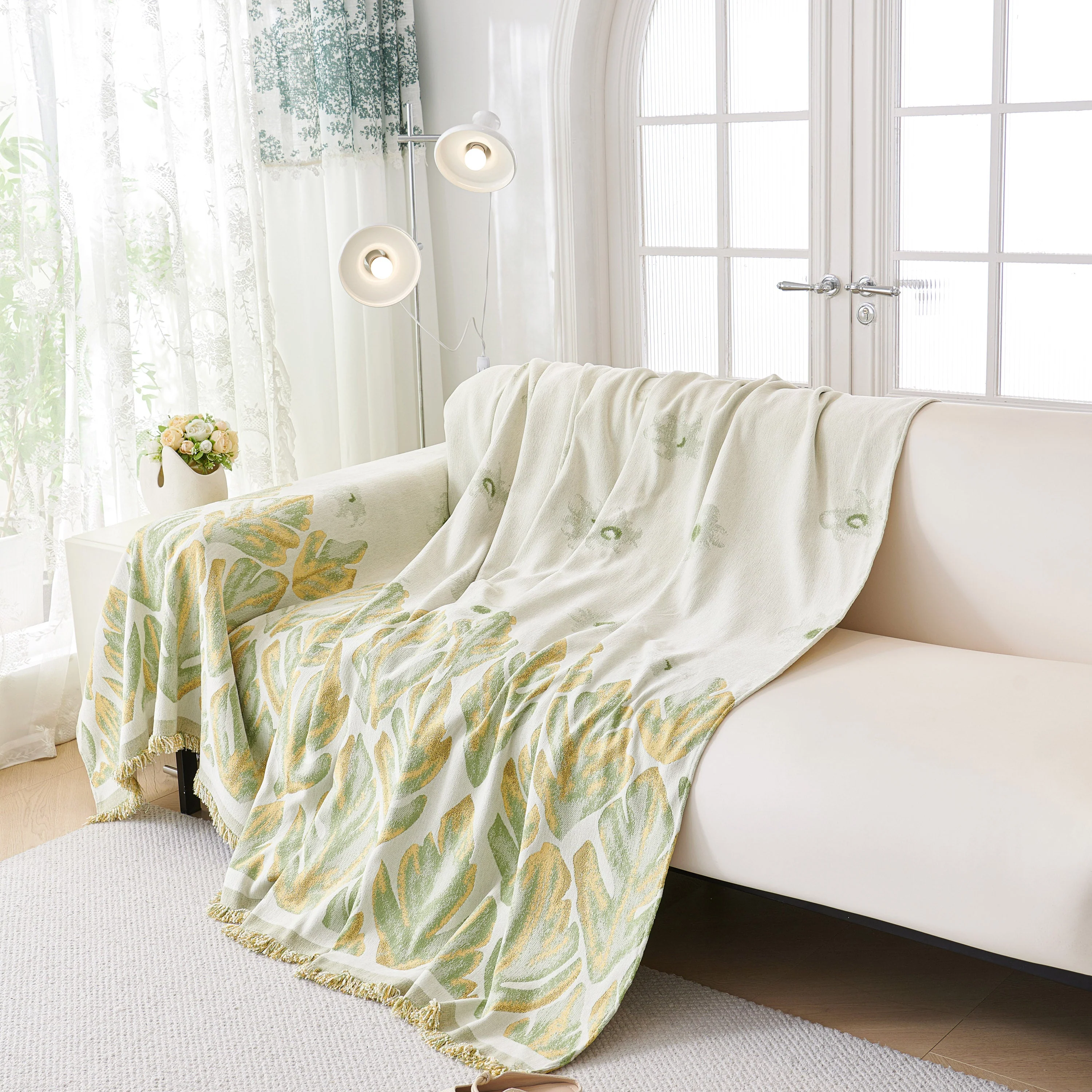 Soft Woven Leaf Couch Blanket, Pet-friendly Sectional Sofa Slipcover For Cats Dogs - Image 83