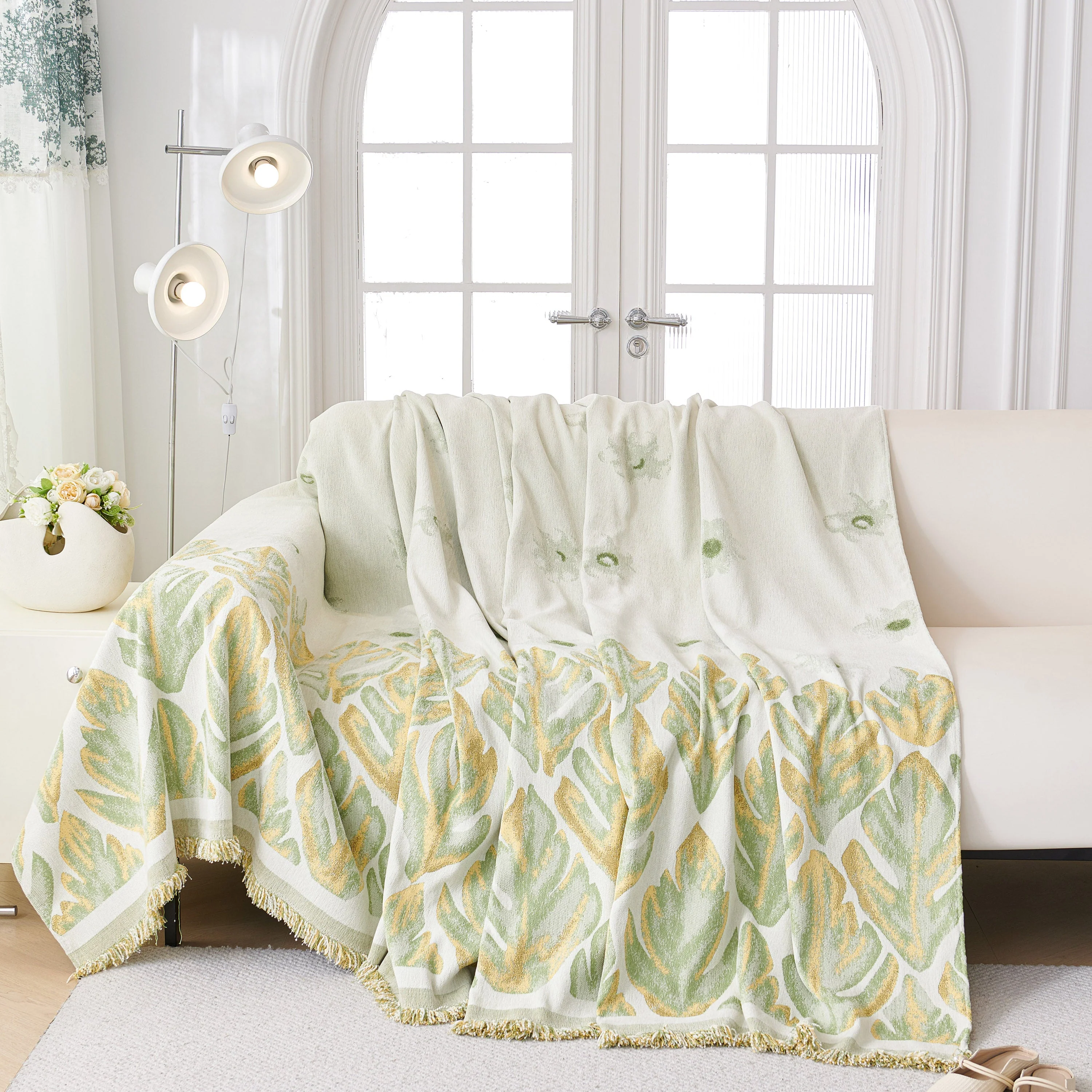 Soft Woven Leaf Couch Blanket, Pet-friendly Sectional Sofa Slipcover For Cats Dogs - Image 84