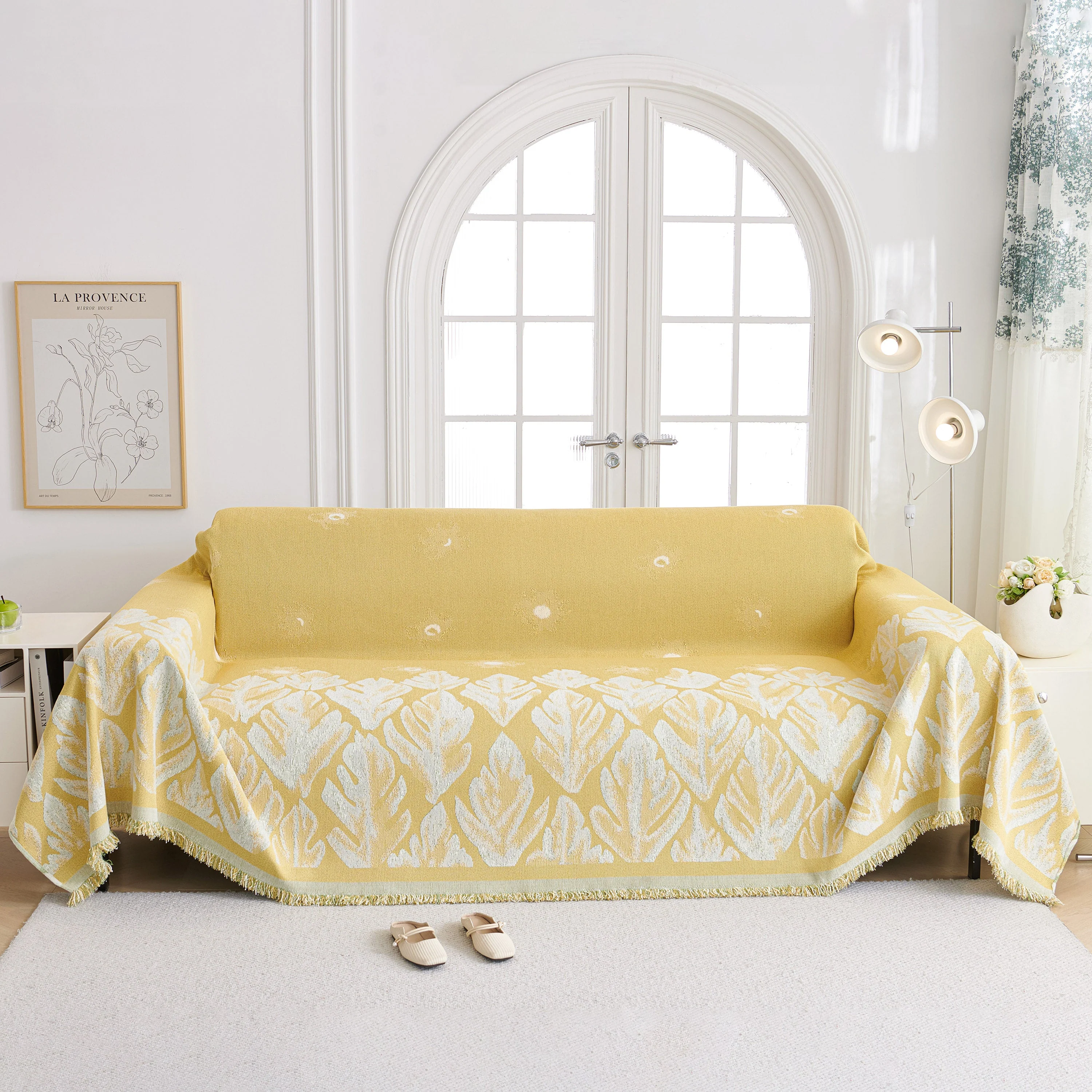 Soft Woven Leaf Couch Blanket, Pet-friendly Sectional Sofa Slipcover For Cats Dogs - Image 90