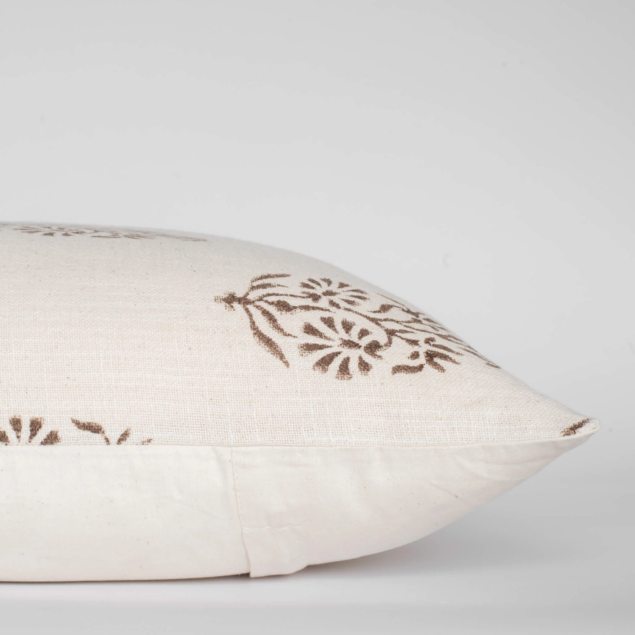 Solana Floral Block Printed Pillow Cover | Brown - Image 4