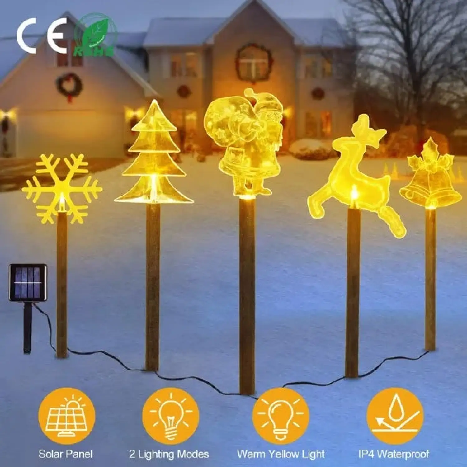 Solar Stake Lights for Christmas Outdoor Decoration with 5Pcs - Image 2