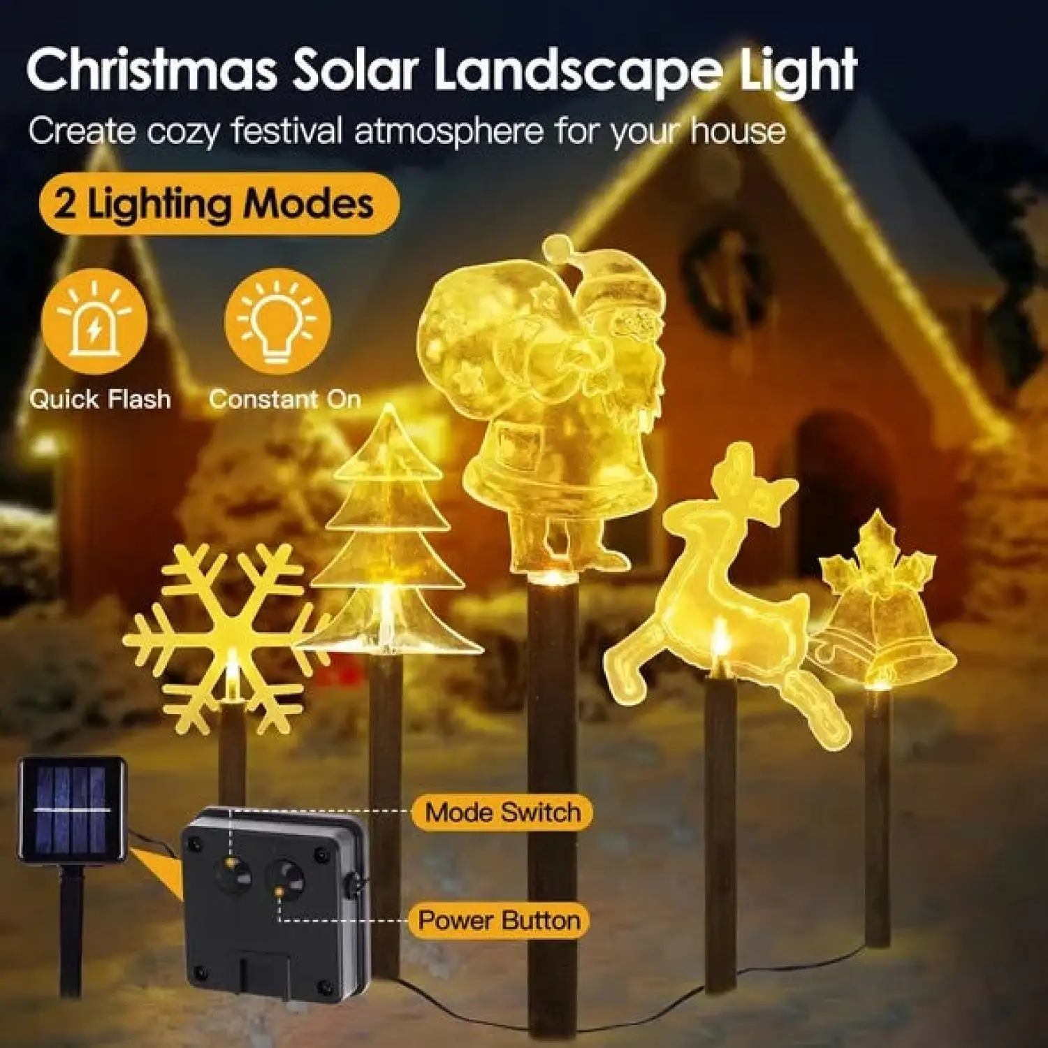 Solar Stake Lights for Christmas Outdoor Decoration with 5Pcs - Image 3