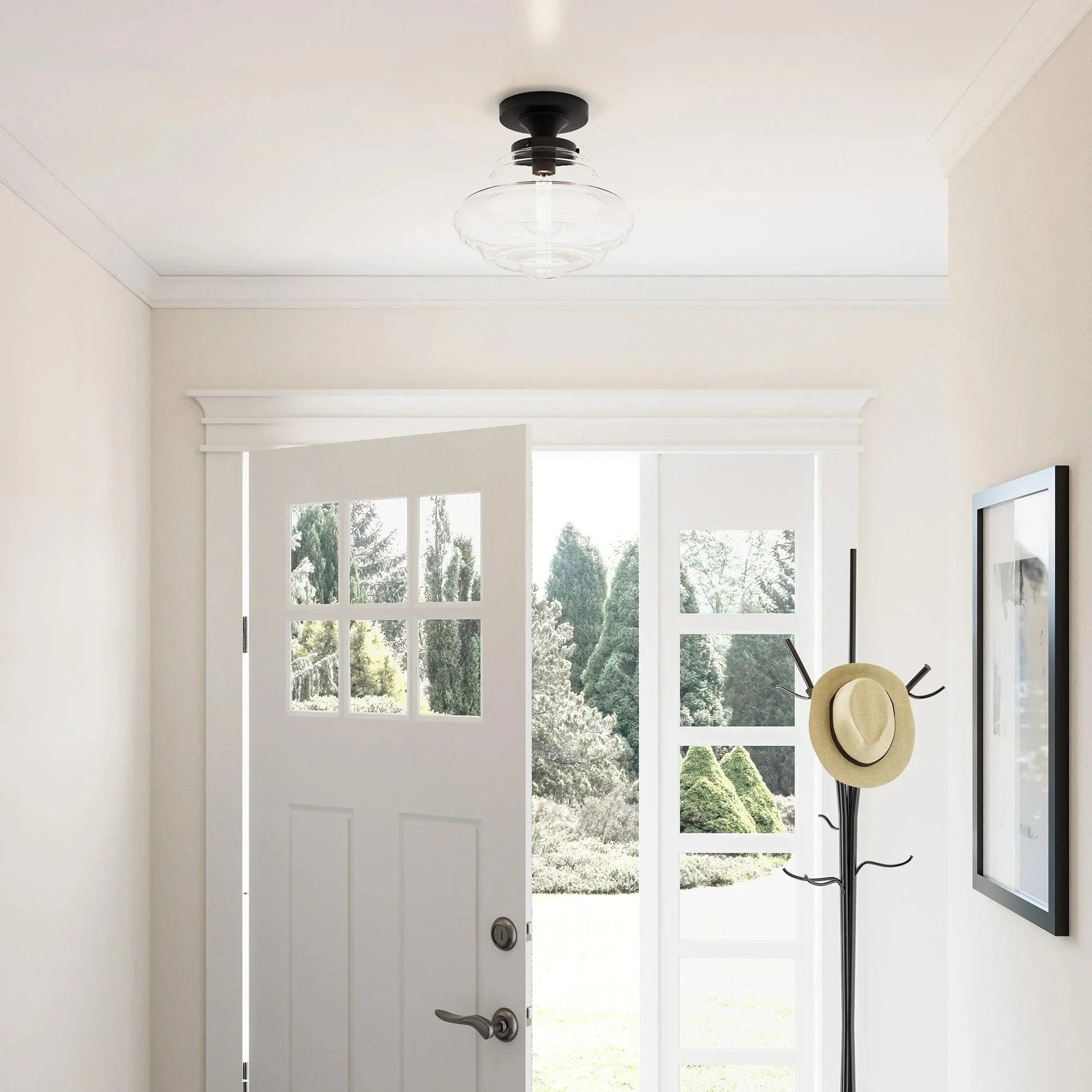 Solaria 1-Light Dark Brown Farmhouse Semi Flush Mount Ceiling Light - Image 2