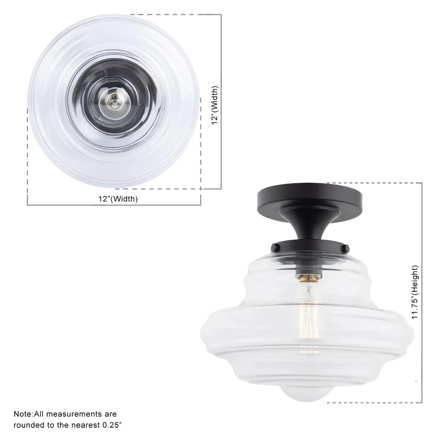 Solaria 1-Light Dark Brown Farmhouse Semi Flush Mount Ceiling Light - Image 8