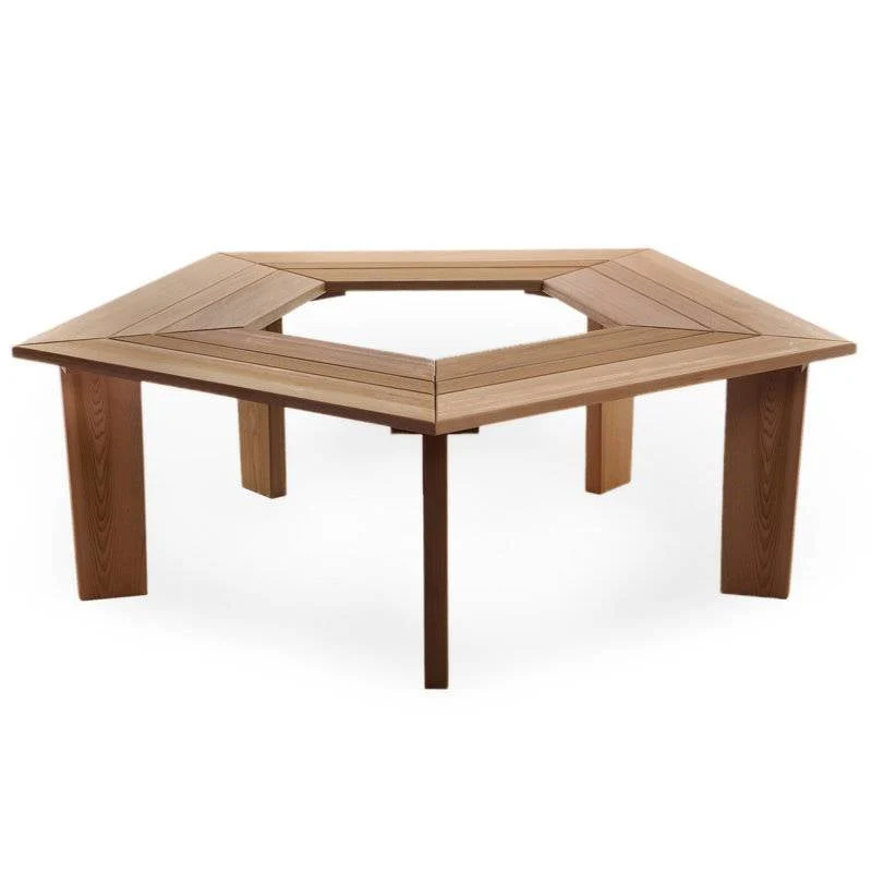 Solid Cedar Wood Outdoor 5 Sided Pentagon Tree Wrap Garden Bench - Image 3