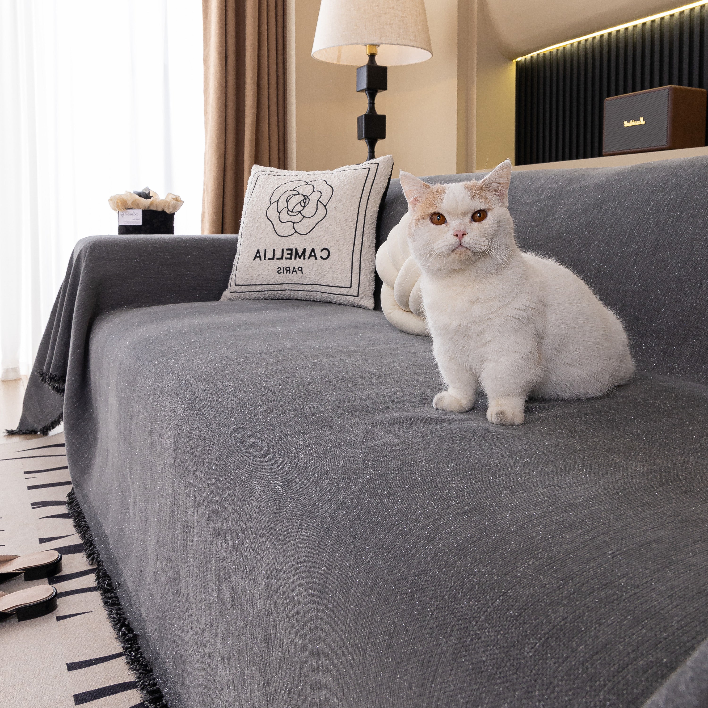 Solid Color Chenille Sofa Cover Blanket Furniture Covers for Sofas and Loveseats - Image 102