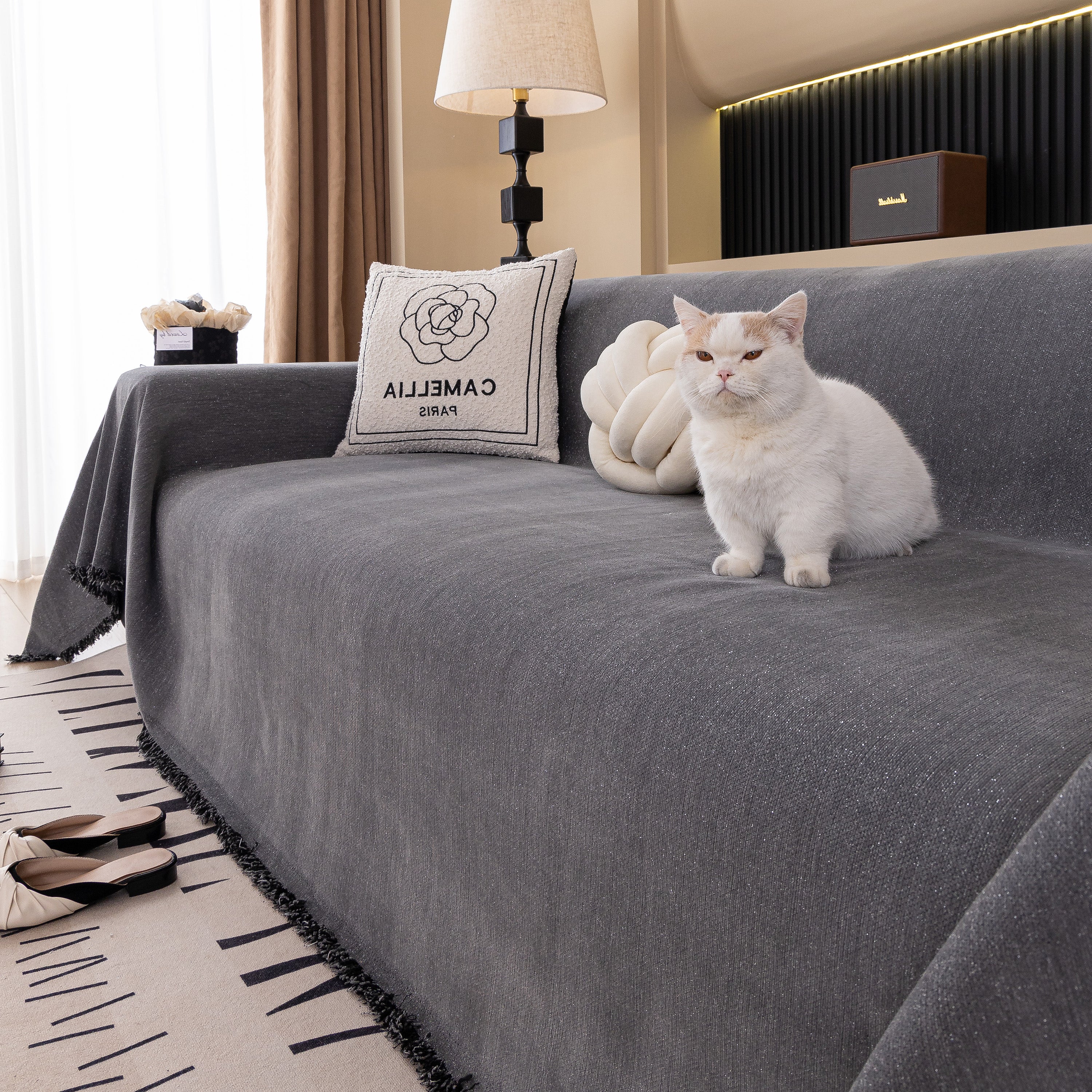 Solid Color Chenille Sofa Cover Blanket Furniture Covers for Sofas and Loveseats - Image 104