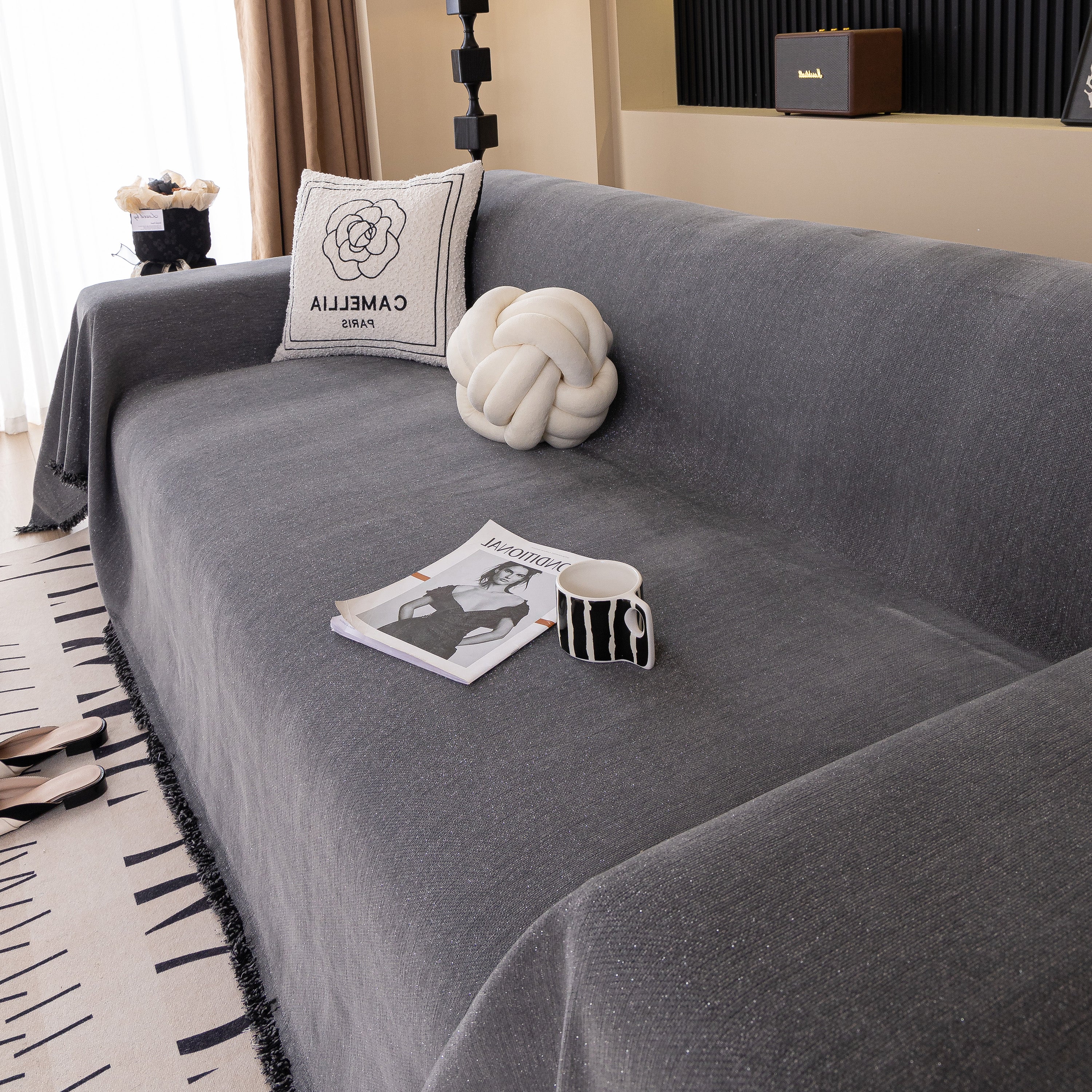 Solid Color Chenille Sofa Cover Blanket Furniture Covers for Sofas and Loveseats - Image 105