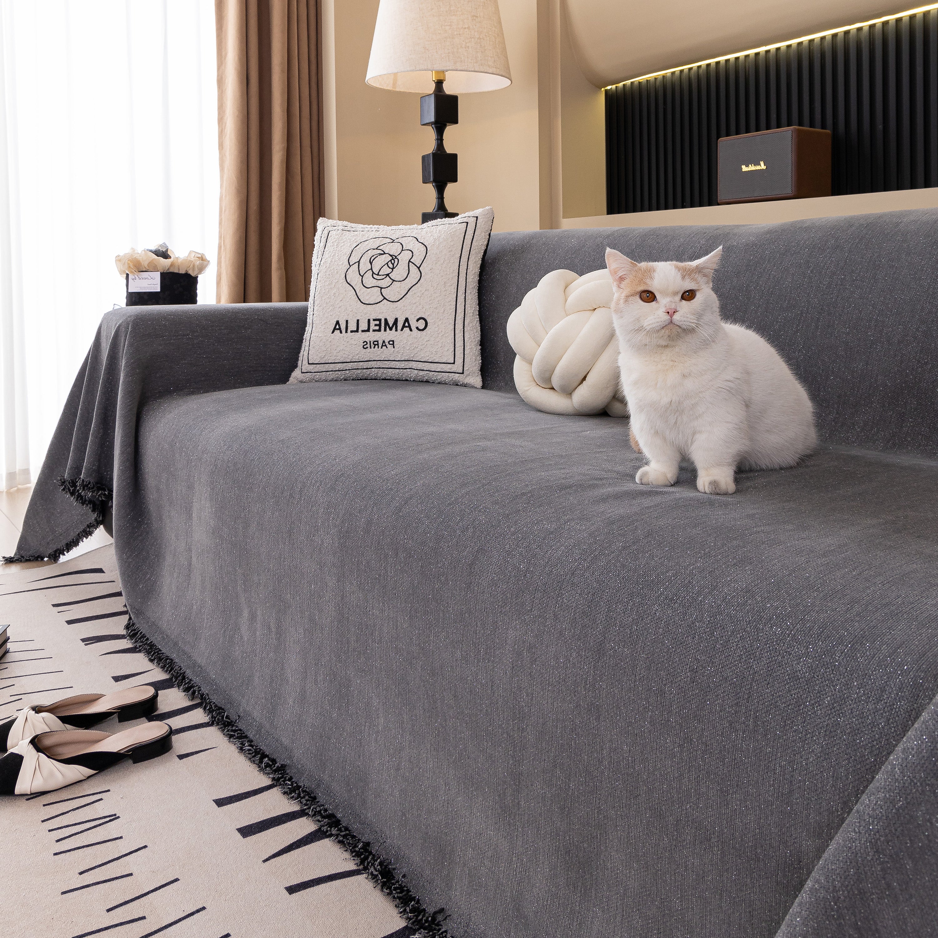 Solid Color Chenille Sofa Cover Blanket Furniture Covers for Sofas and Loveseats - Image 106