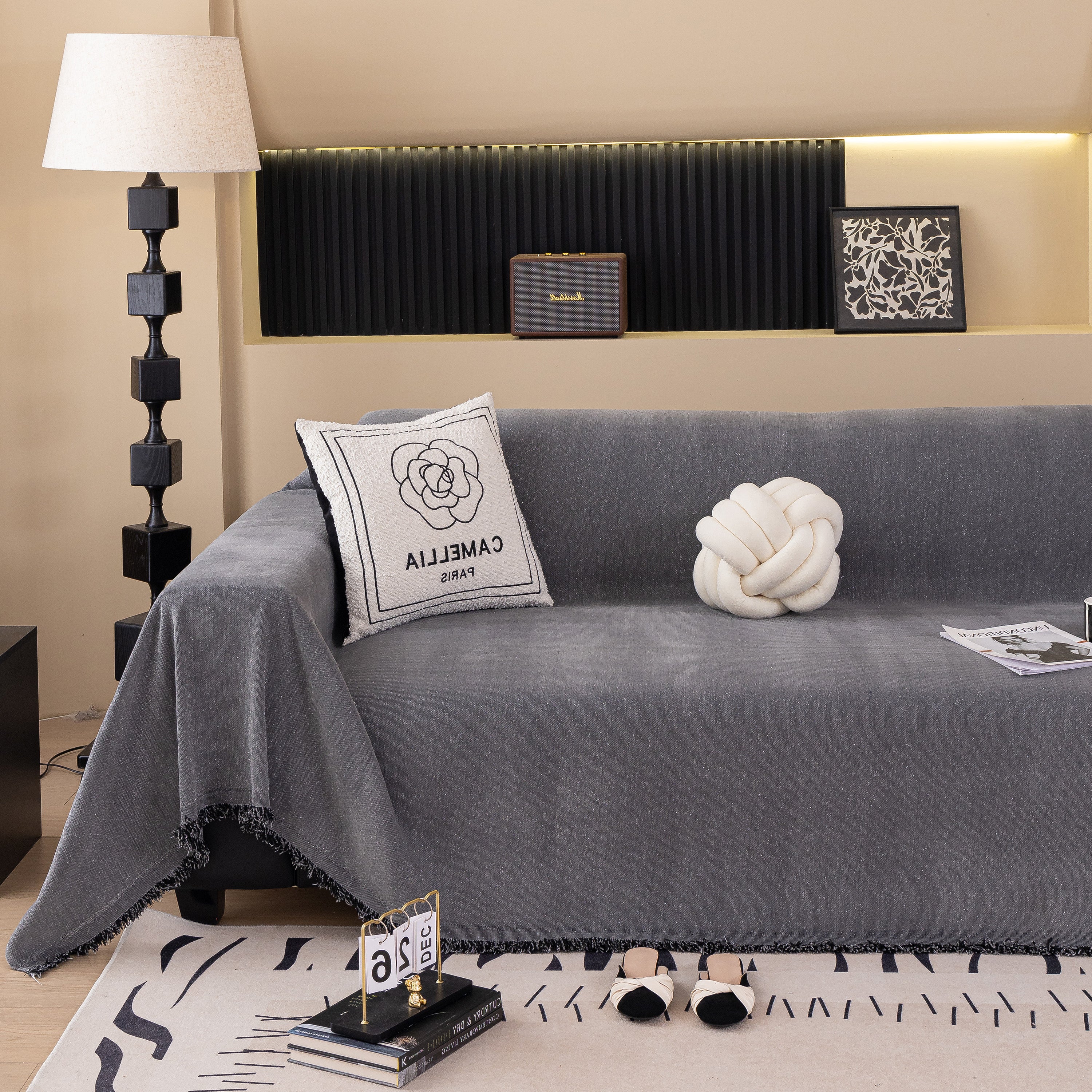 Solid Color Chenille Sofa Cover Blanket Furniture Covers for Sofas and Loveseats - Image 111