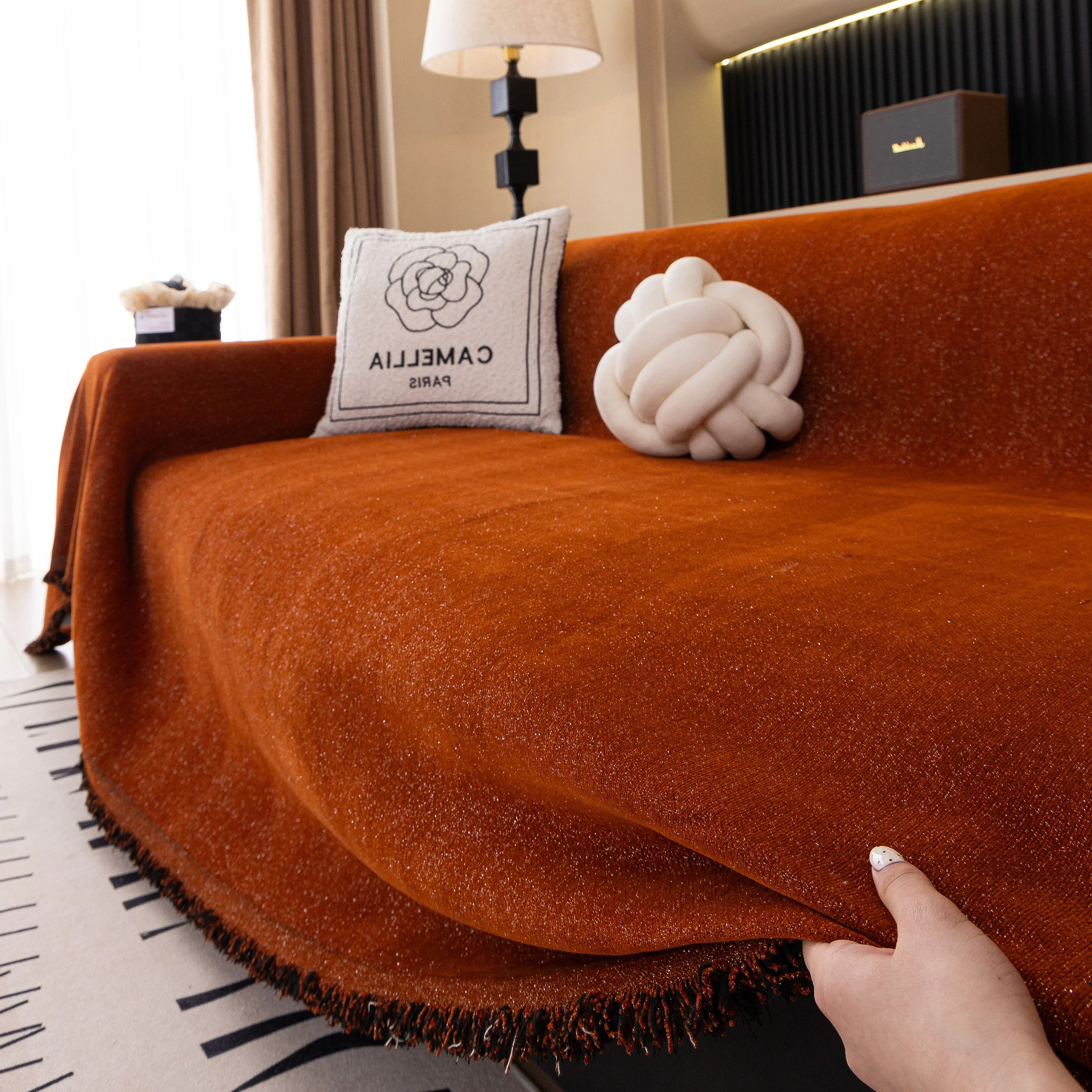Solid Color Chenille Sofa Cover Blanket Furniture Covers for Sofas and Loveseats - Image 118