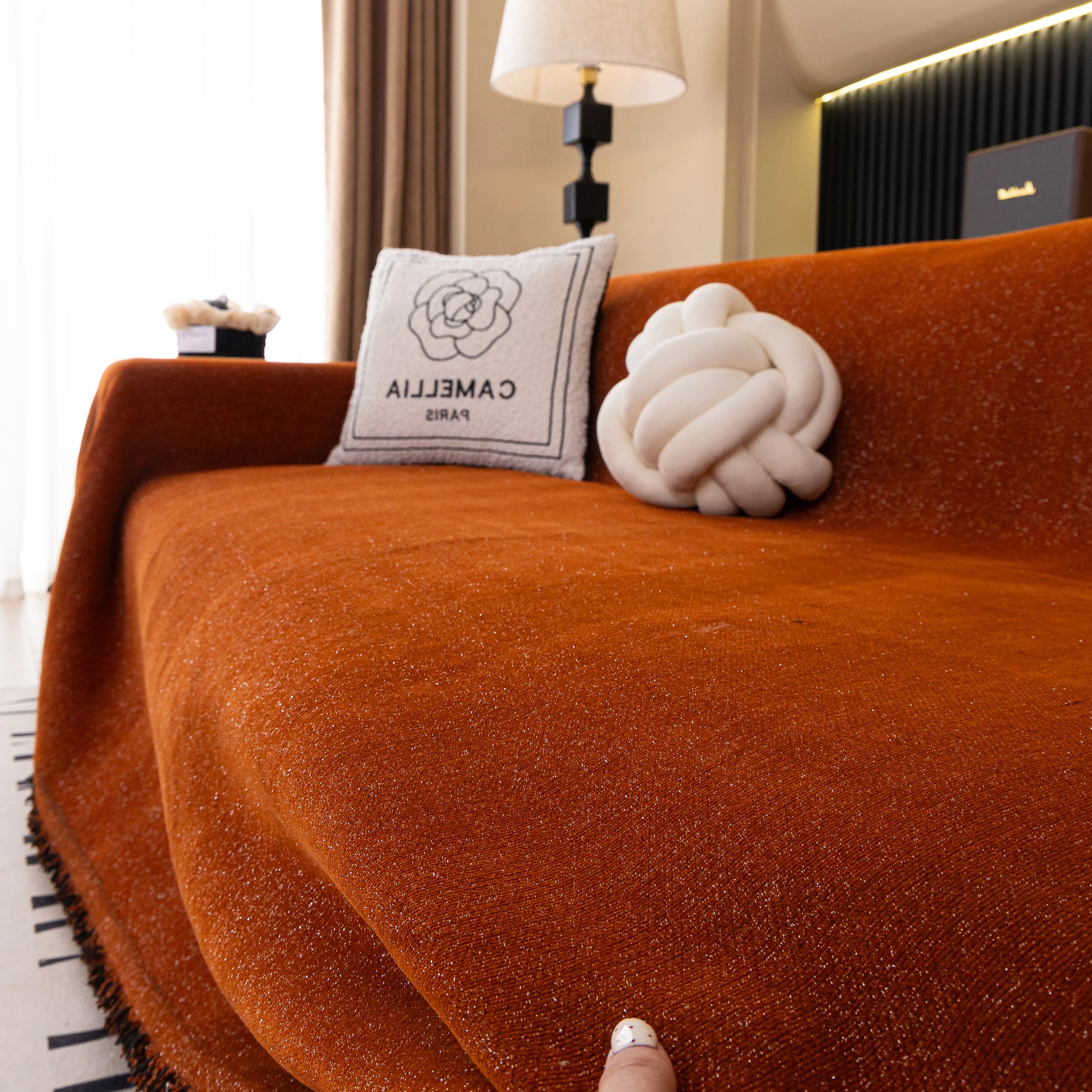 Solid Color Chenille Sofa Cover Blanket Furniture Covers for Sofas and Loveseats - Image 120