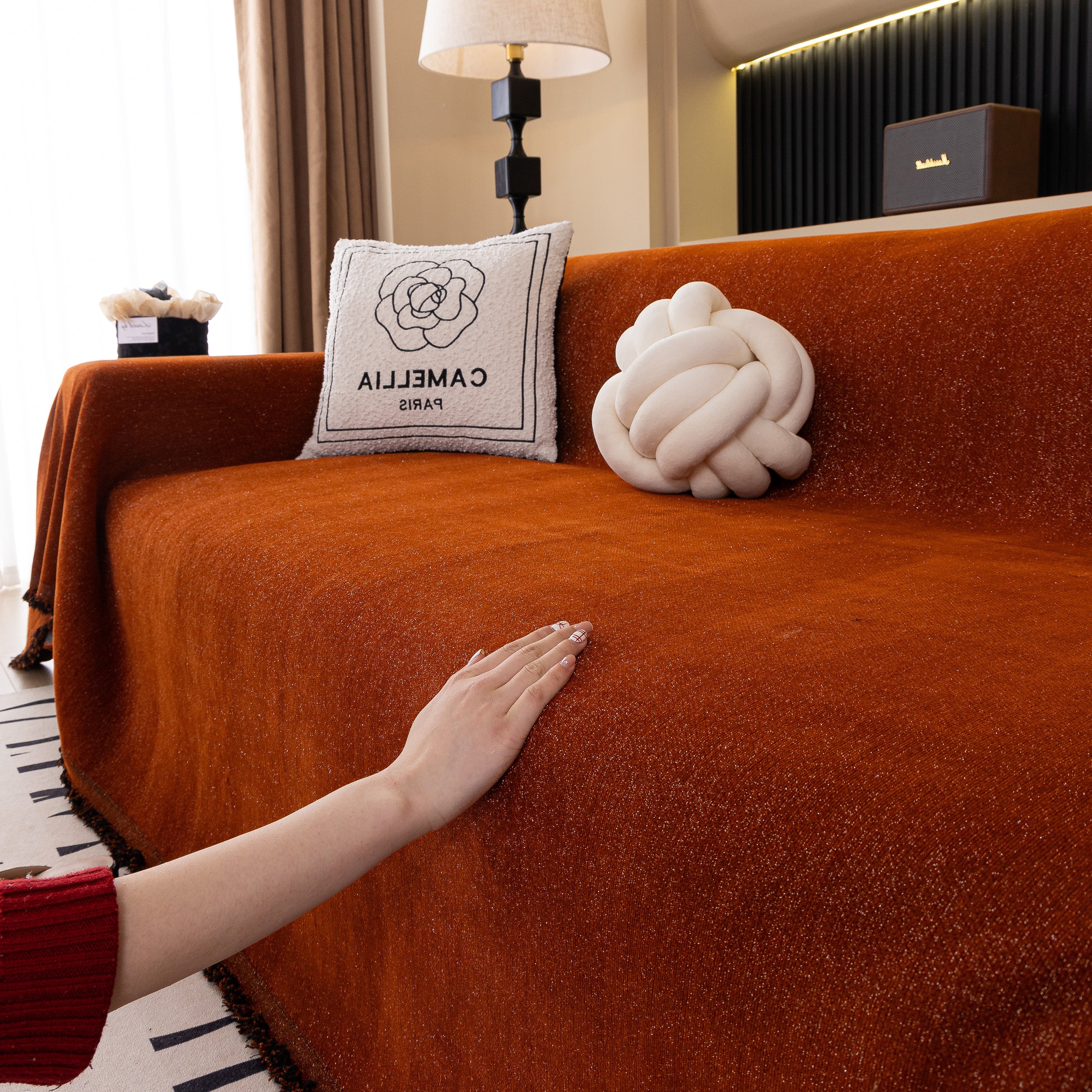 Solid Color Chenille Sofa Cover Blanket Furniture Covers for Sofas and Loveseats - Image 121