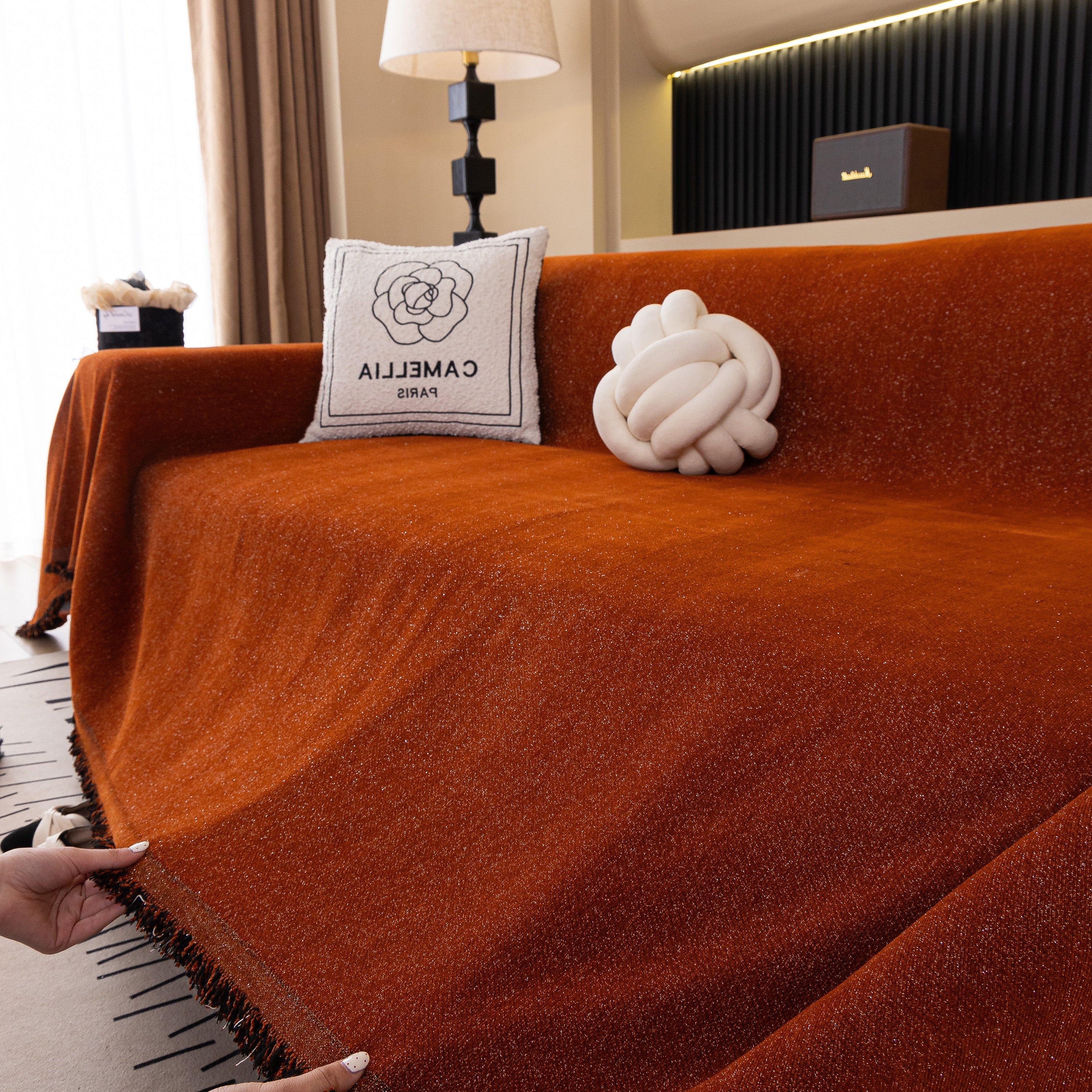 Solid Color Chenille Sofa Cover Blanket Furniture Covers for Sofas and Loveseats - Image 122