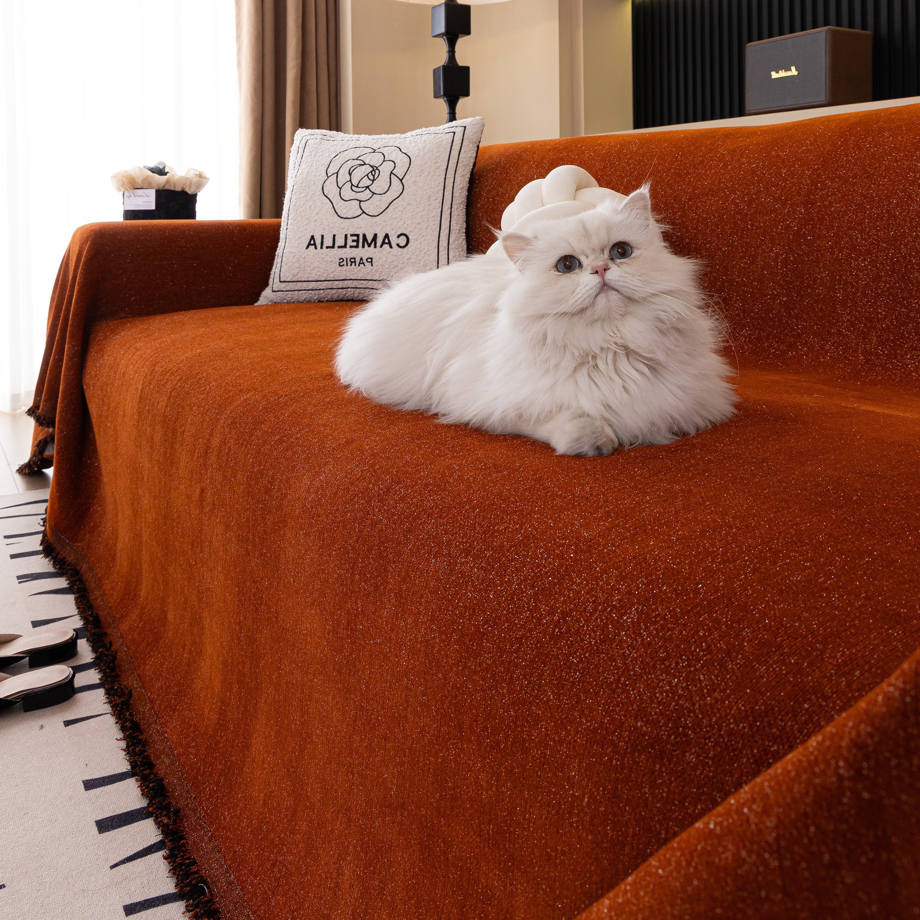 Solid Color Chenille Sofa Cover Blanket Furniture Covers for Sofas and Loveseats - Image 129