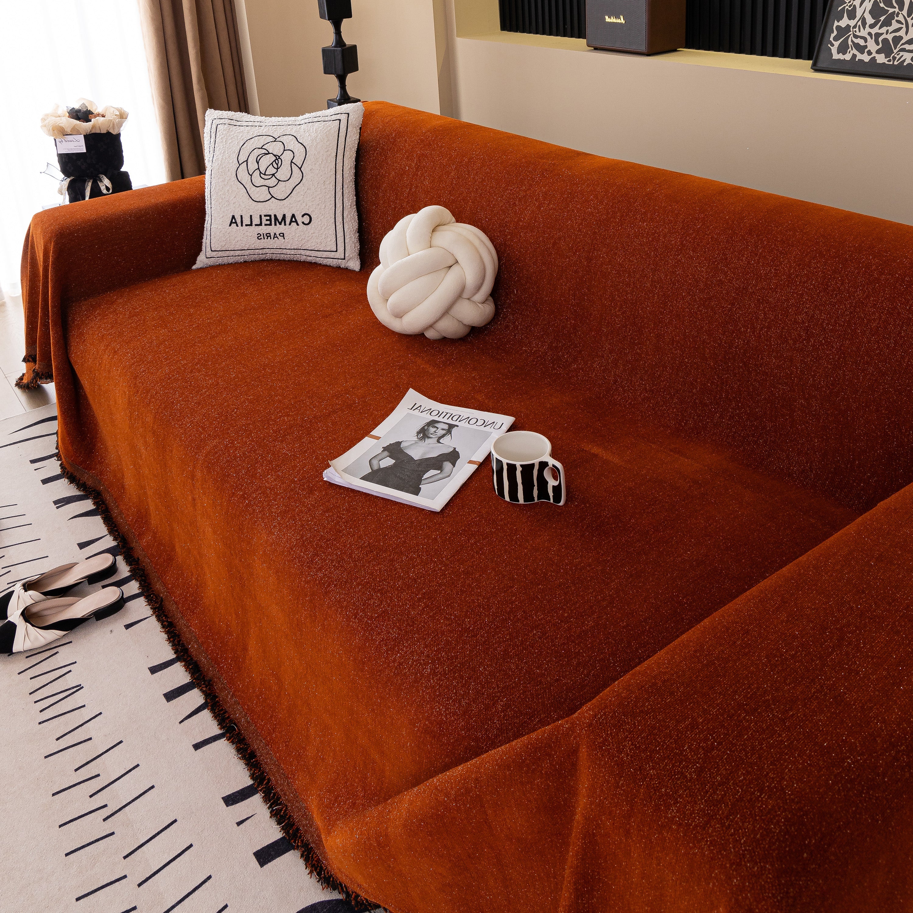 Solid Color Chenille Sofa Cover Blanket Furniture Covers for Sofas and Loveseats - Image 130