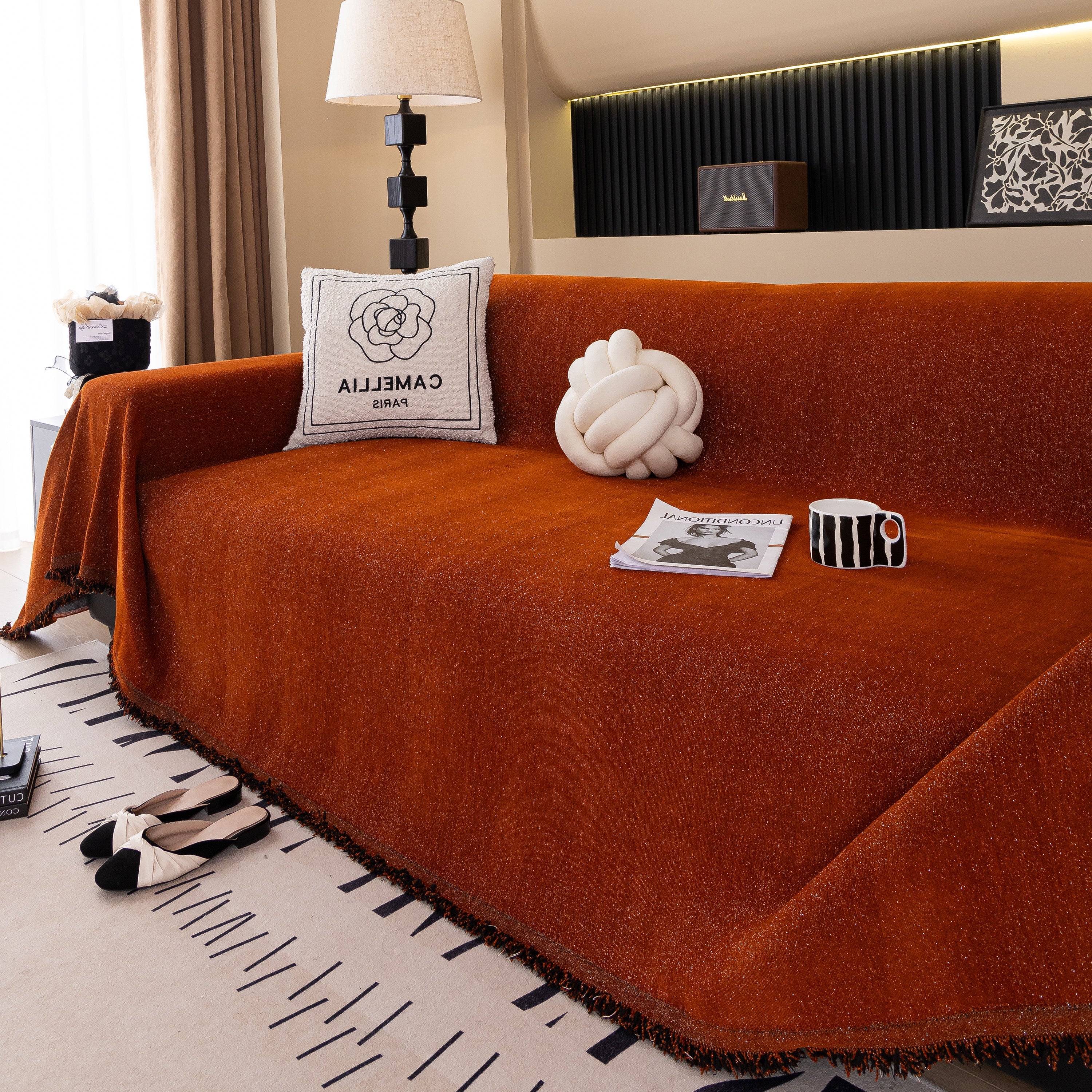 Solid Color Chenille Sofa Cover Blanket Furniture Covers for Sofas and Loveseats - Image 131