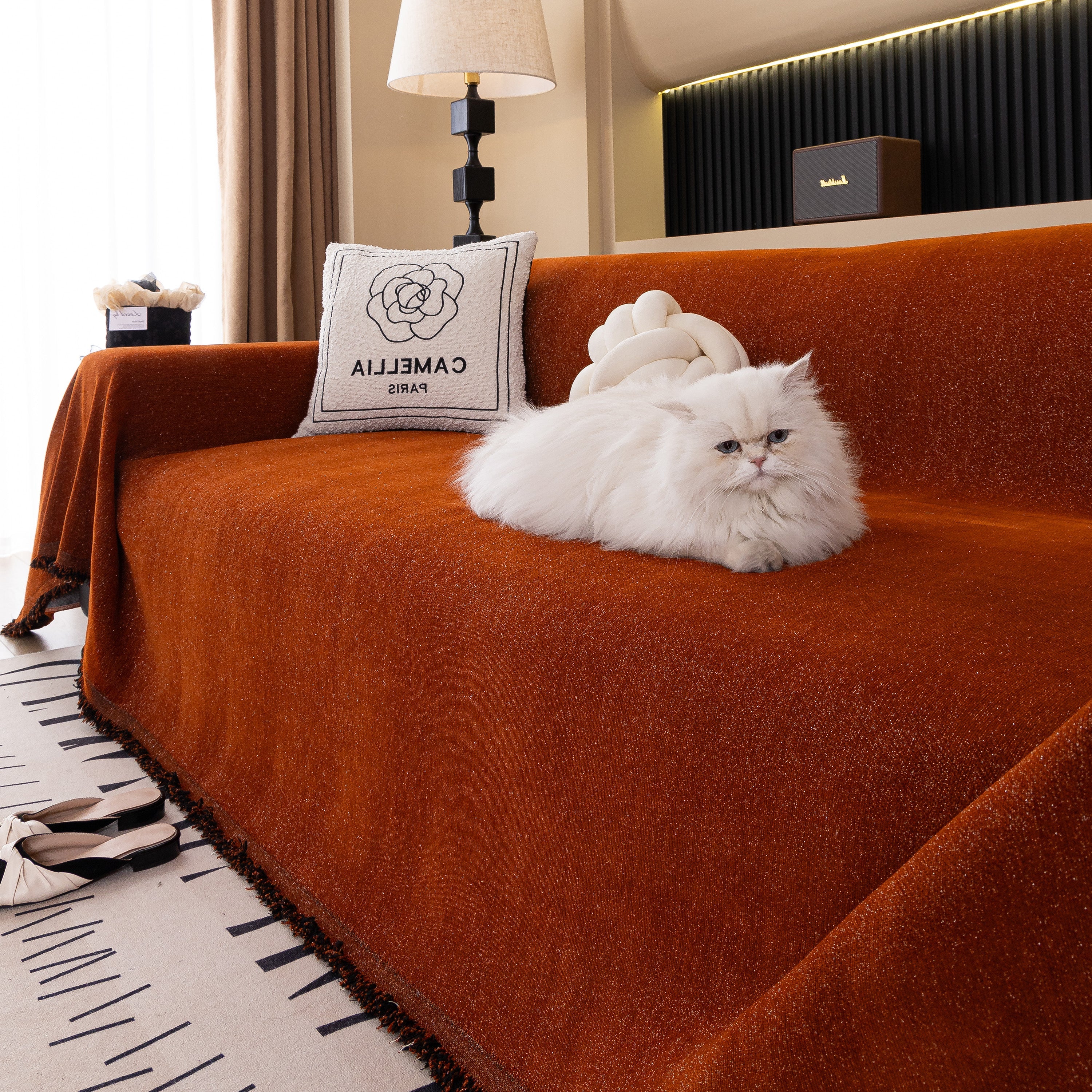 Solid Color Chenille Sofa Cover Blanket Furniture Covers for Sofas and Loveseats - Image 132