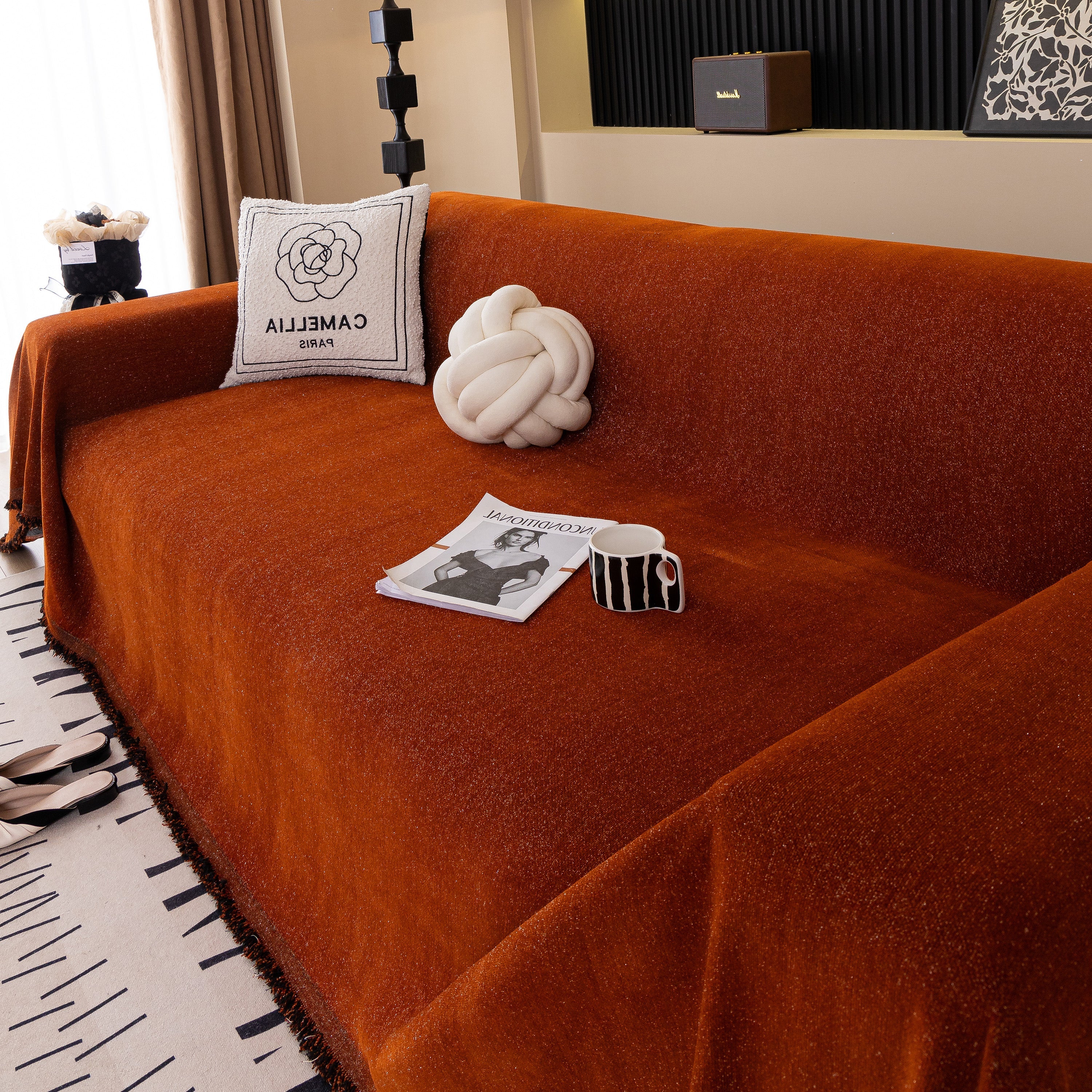Solid Color Chenille Sofa Cover Blanket Furniture Covers for Sofas and Loveseats - Image 134