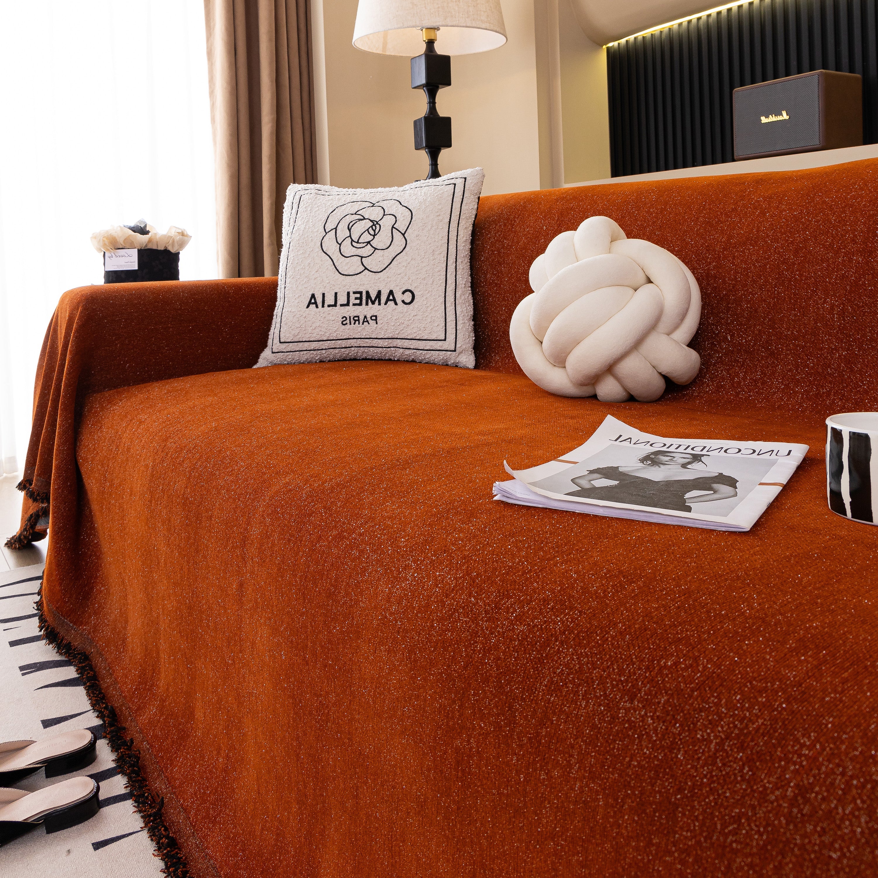 Solid Color Chenille Sofa Cover Blanket Furniture Covers for Sofas and Loveseats - Image 135